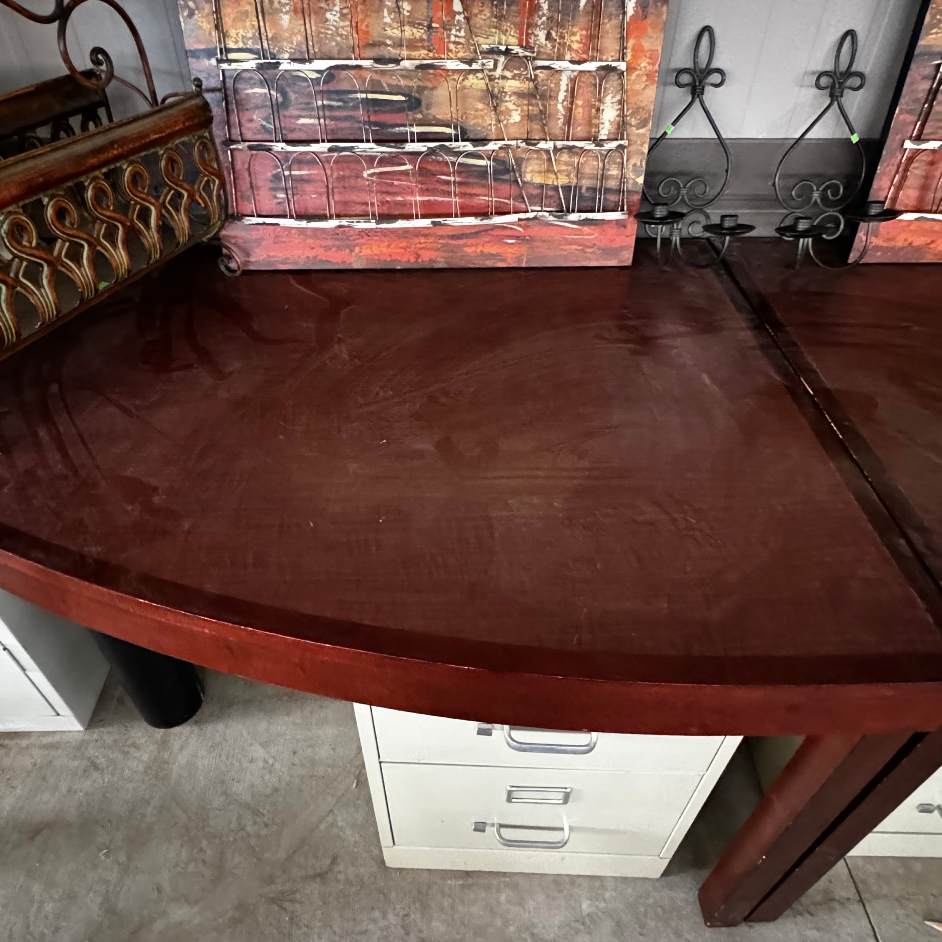 Rounded 2 Piece with Dark Stain Patio Desk Table
