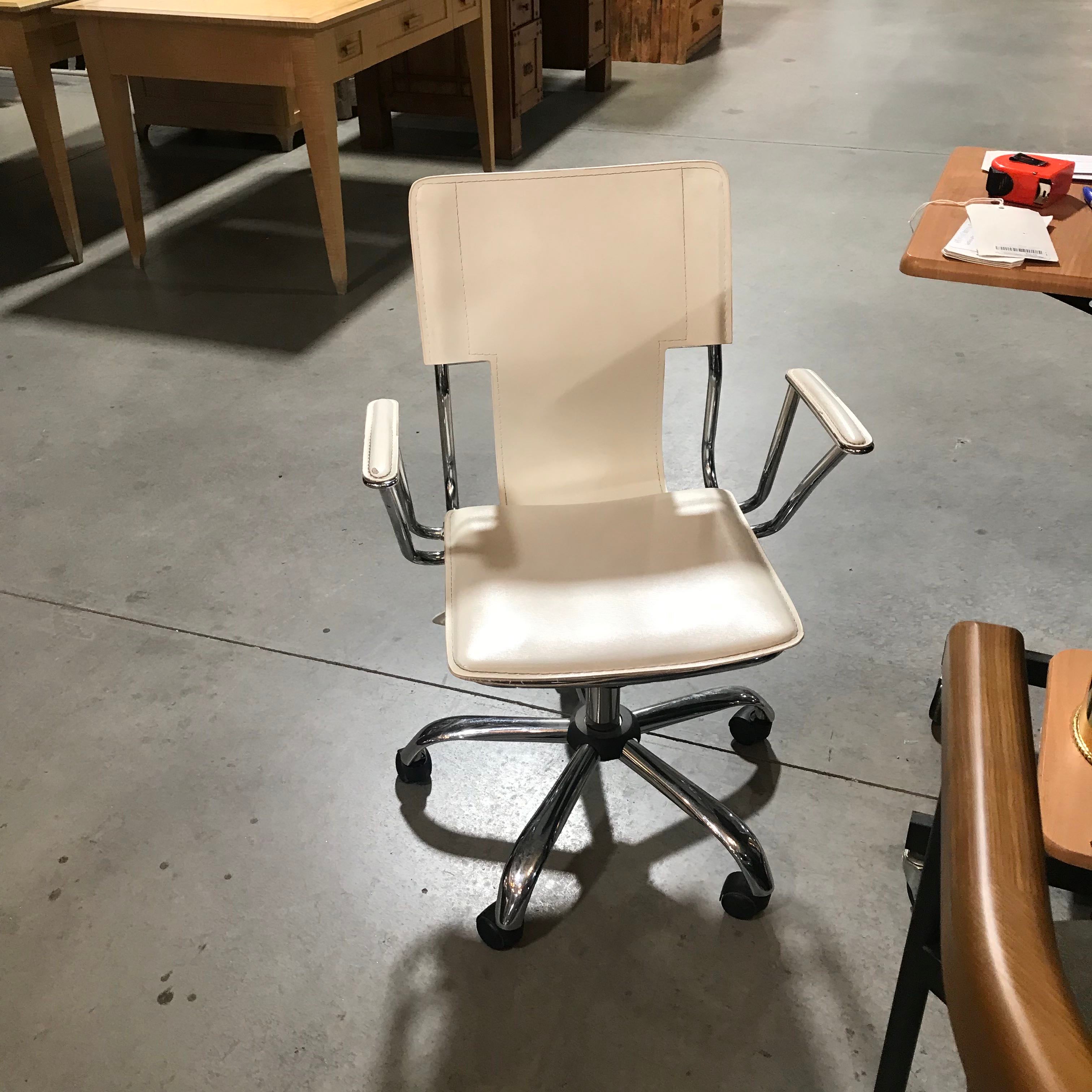 J. K. Furniture White Leather Euro Style Office Chair