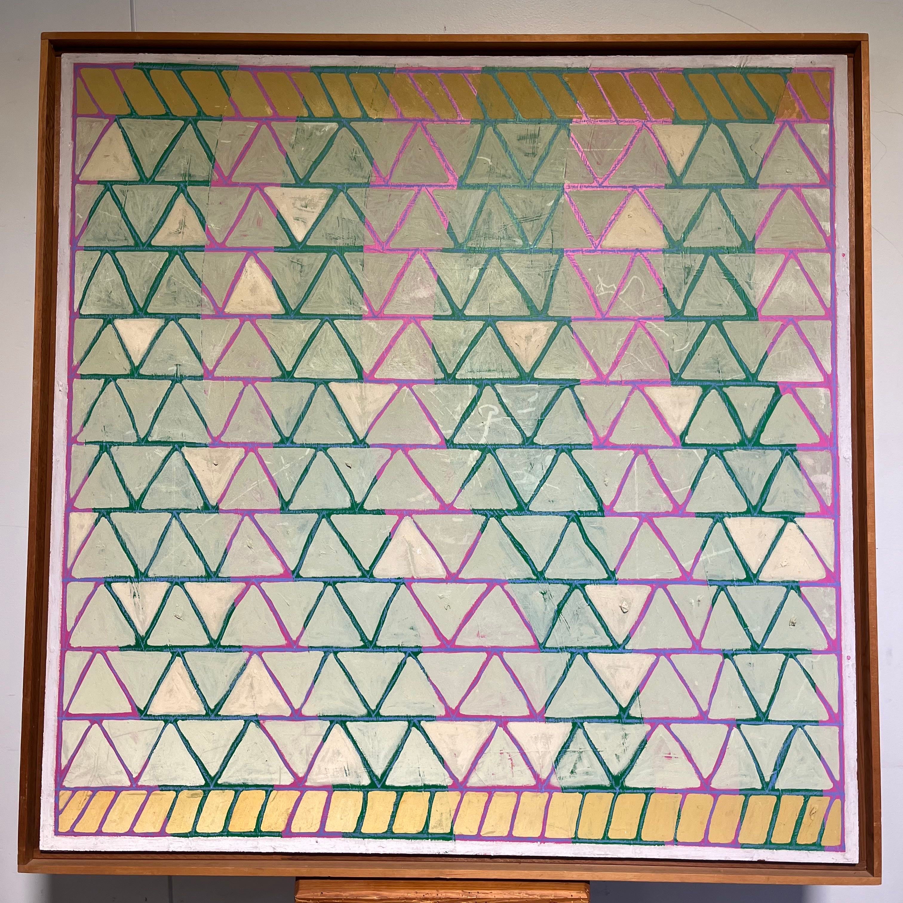 J.M. Koch Original Geometric Abstract Mixed Media on Board 1981 Wall Art