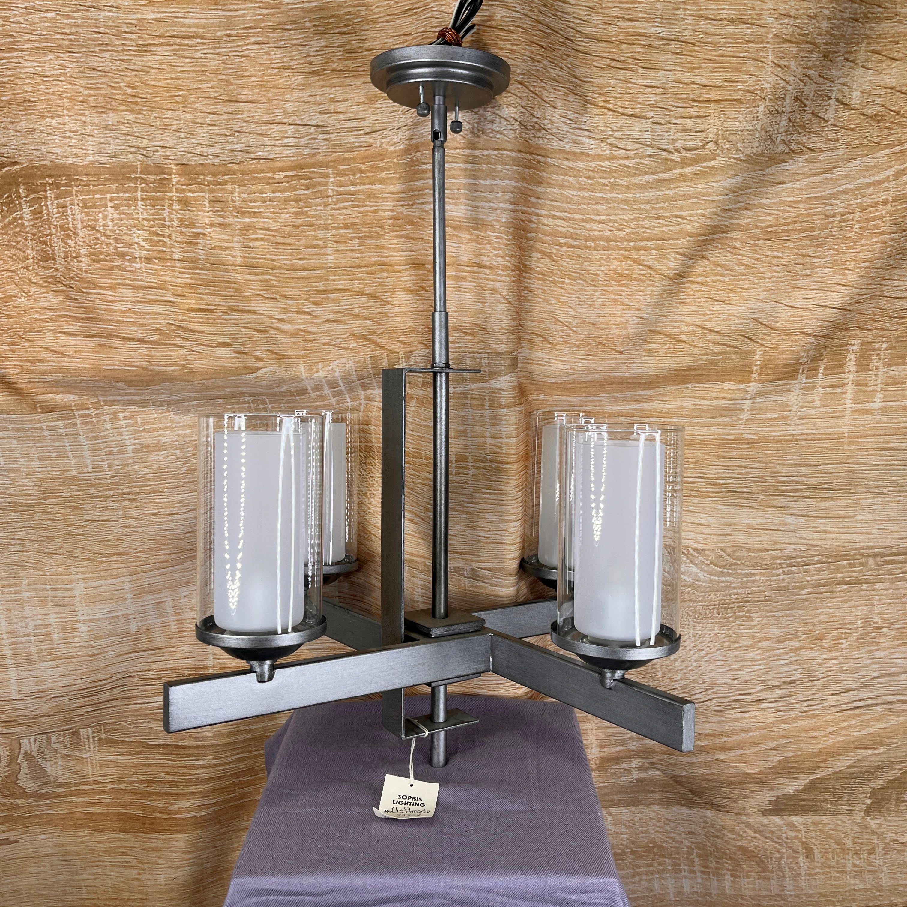 Craftmade 4-Light Chrome Iron with Frosted Glass Shades Chandelier