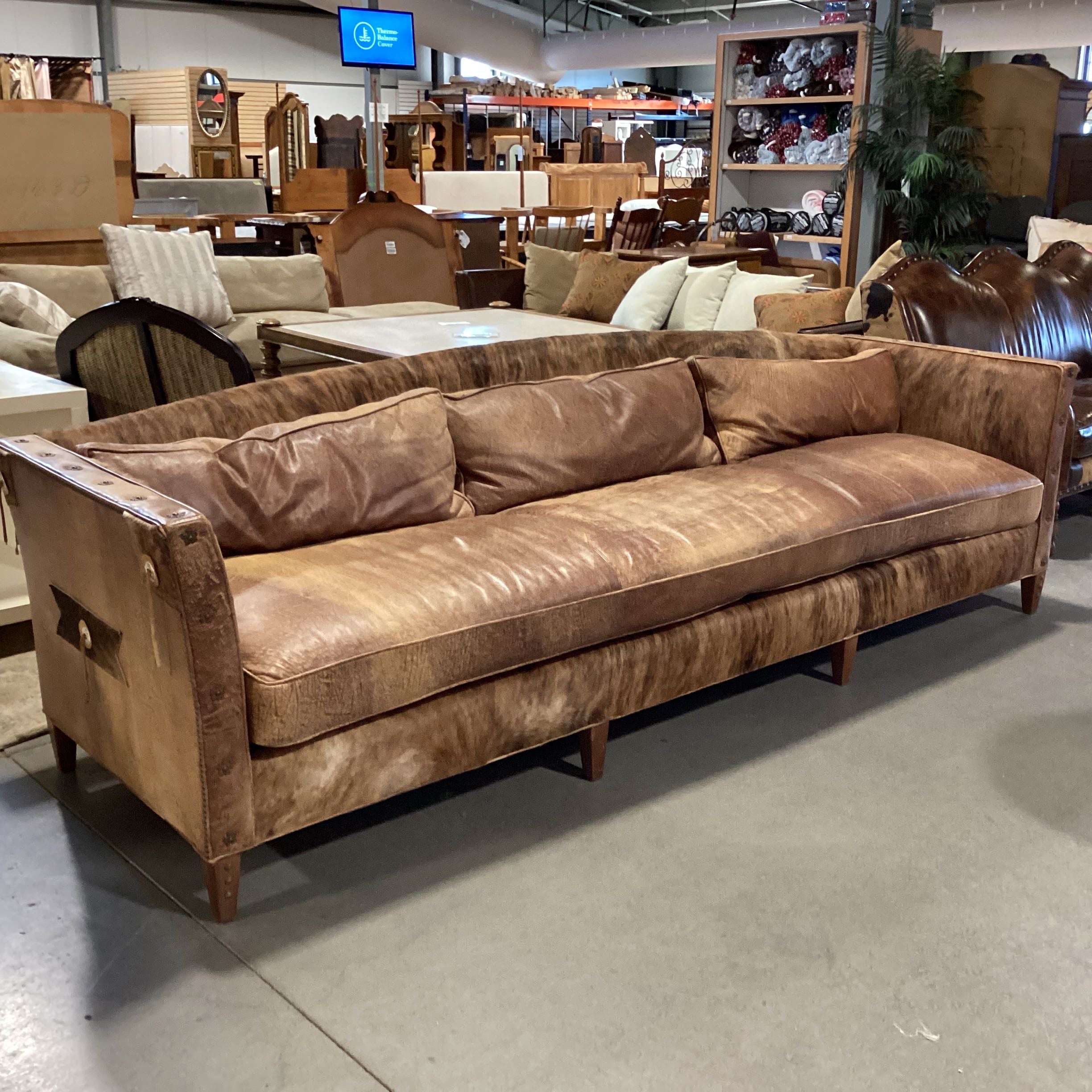 Old Hickory Tannery Contemporary Western Cowhide & Leather 10' Sofa