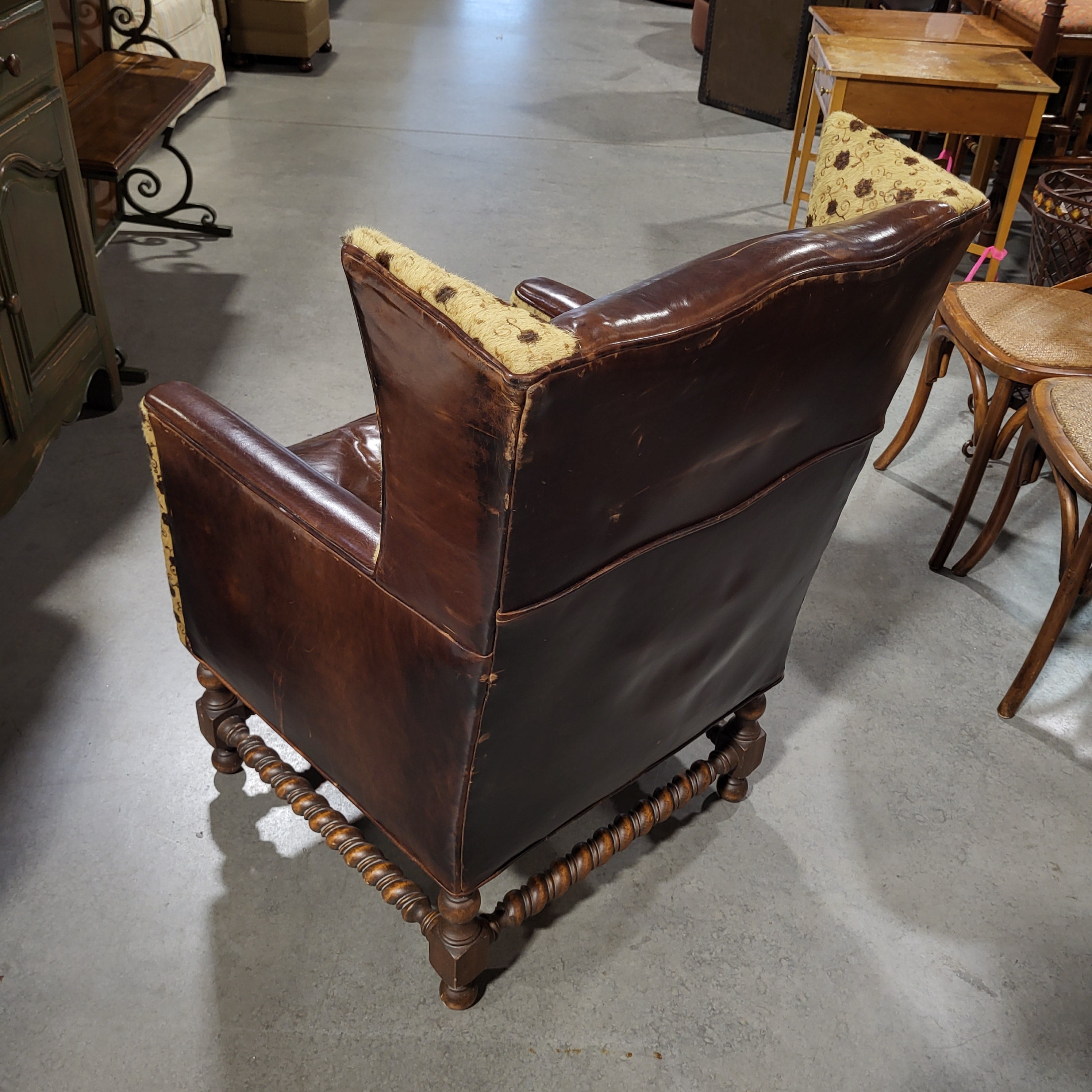Old Hickory Leather Chair 27"x 30"x 39"