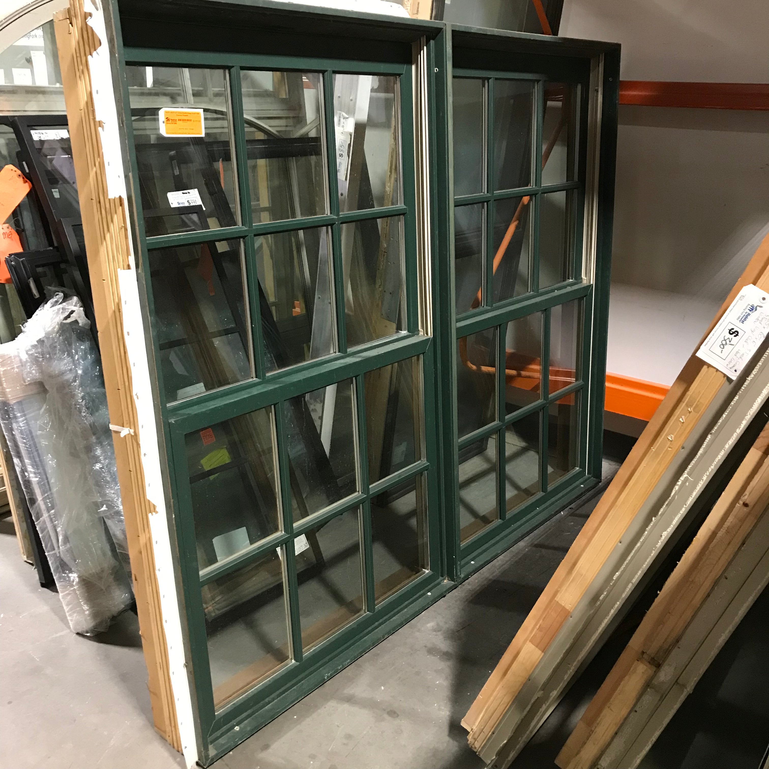 83.25"x 68.5"x 6" Green Double Hung Metal Clad Exterior Window