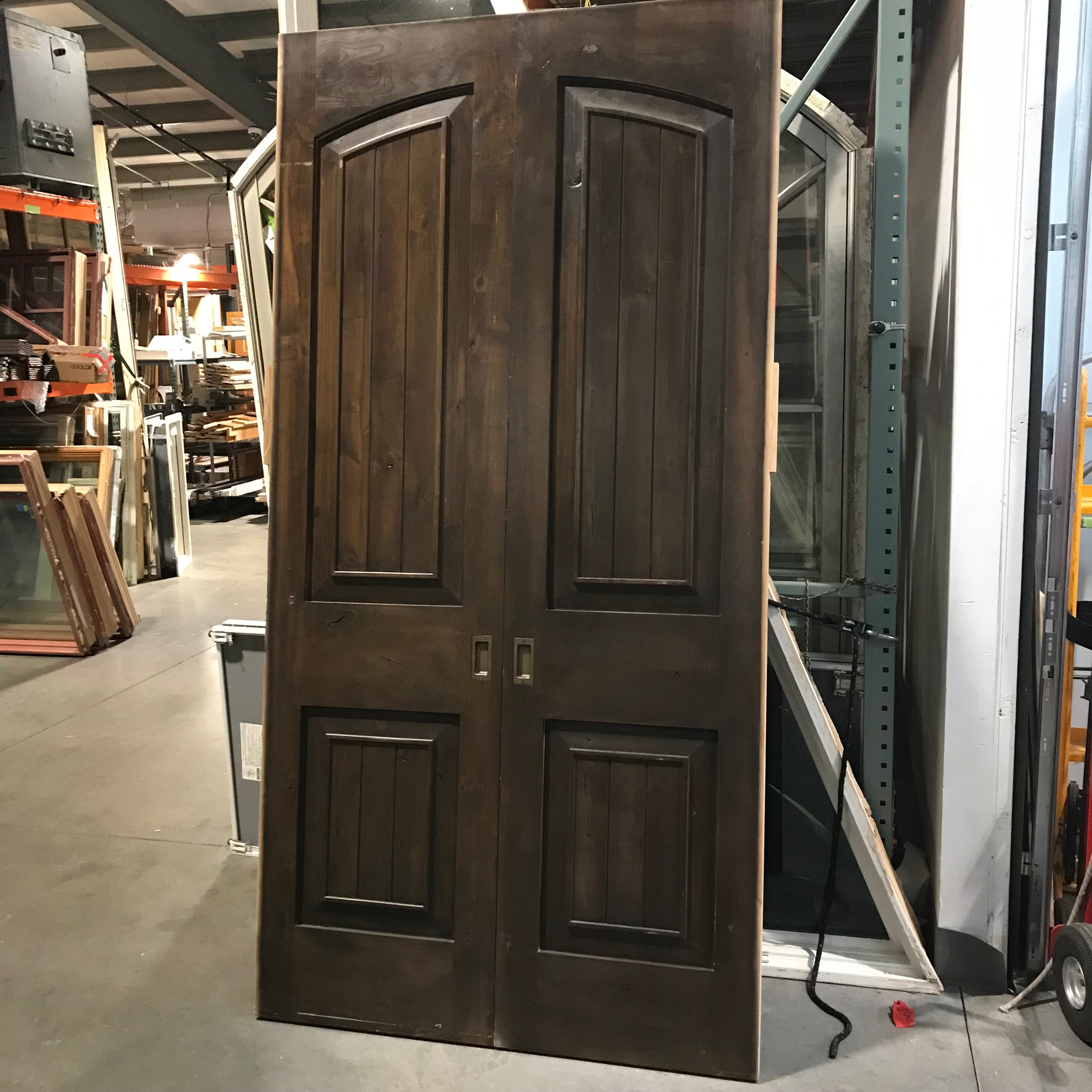 48"x 95"x 1.75" Stained Knotty Alder Pocket Doors (pair)