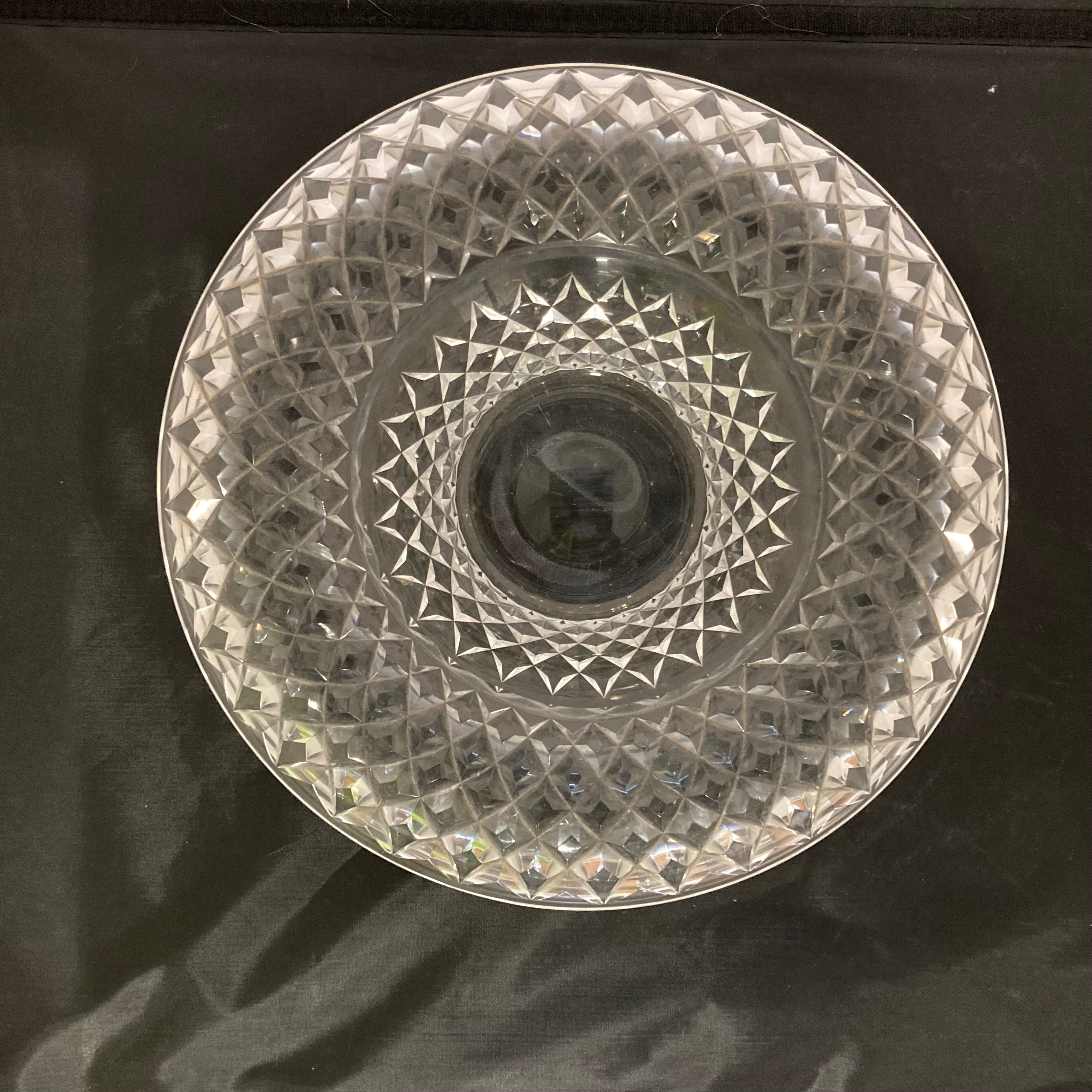 Val St. Lambert Large Centerpiece Cut Glass Crystal Bowl 15"x 3.5"