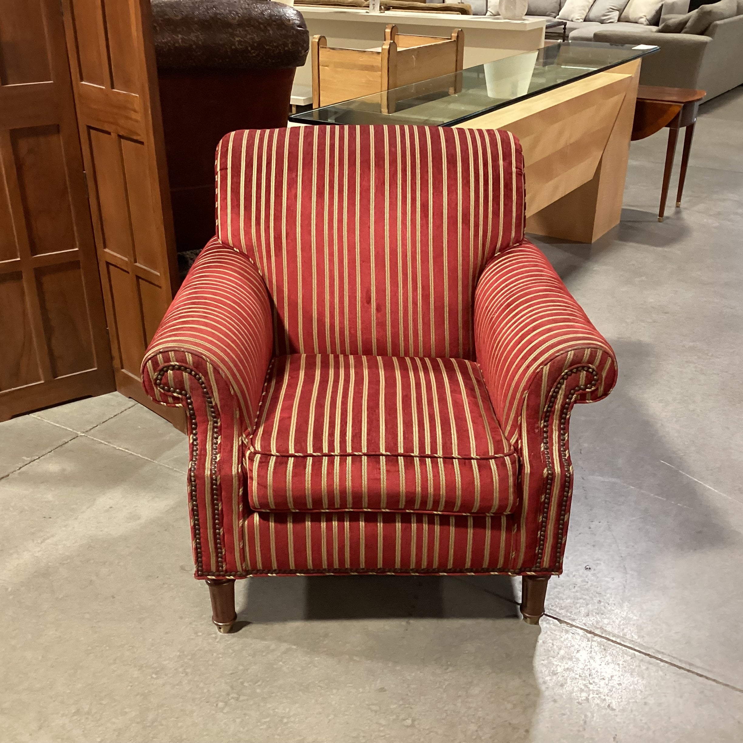 Pearson Red Gold Stripe Chair 37"x 38"x 35"
