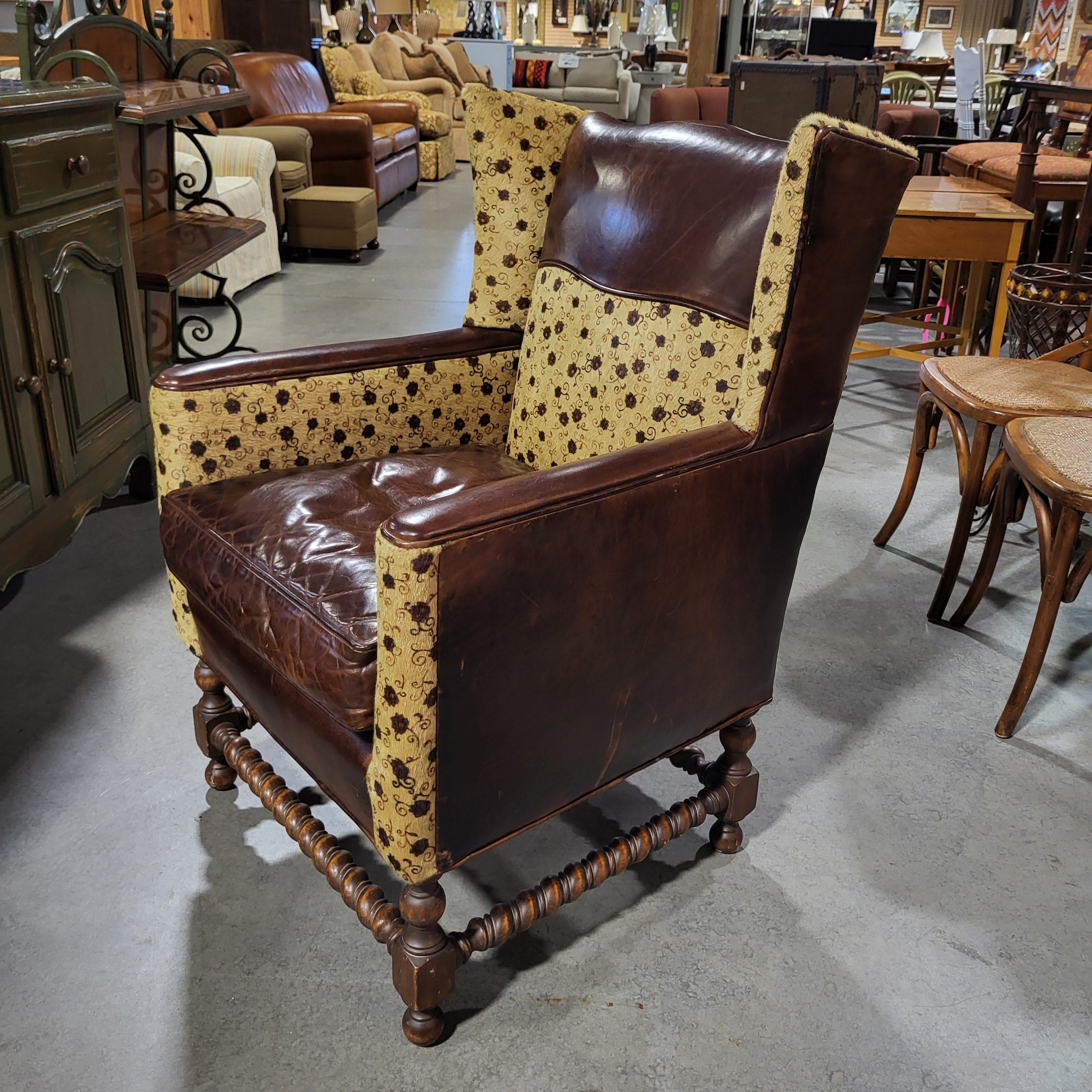 Old Hickory Leather Chair 27"x 30"x 39"