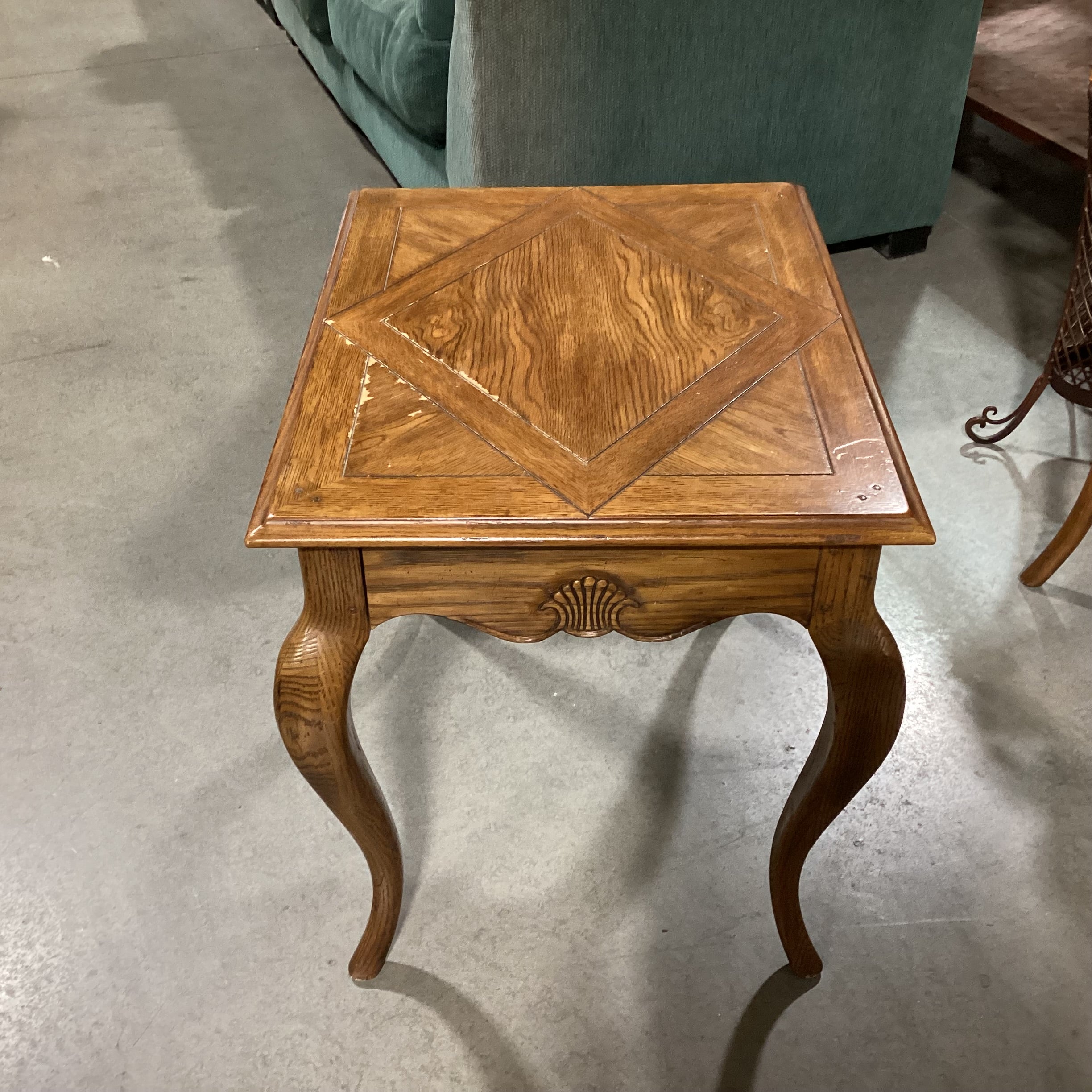 Heritage Carved Wood Bowed Legs End Table 27"x 21"x 24"