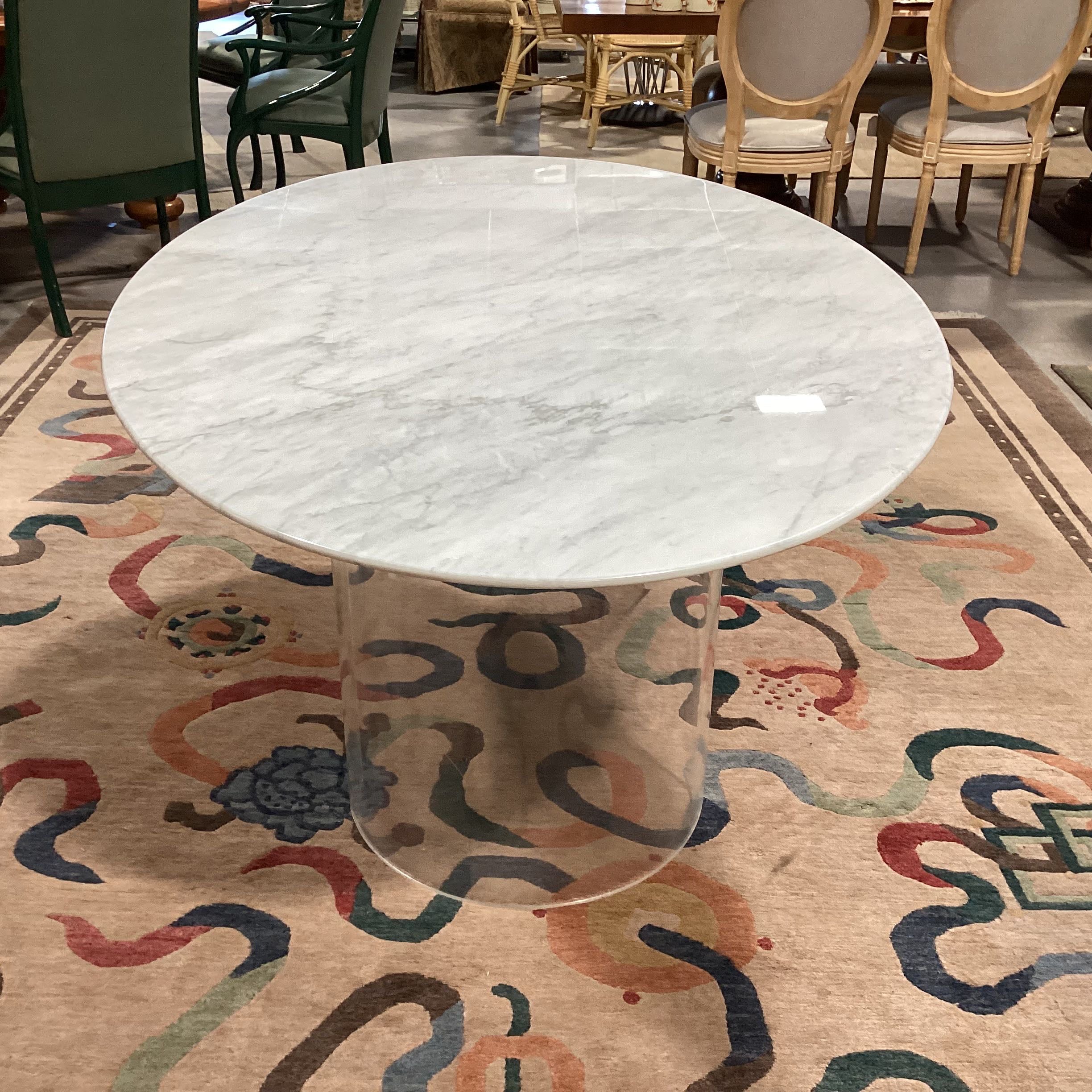 Grey White Oval Marble Double Arcylic Pedestal Dining Table