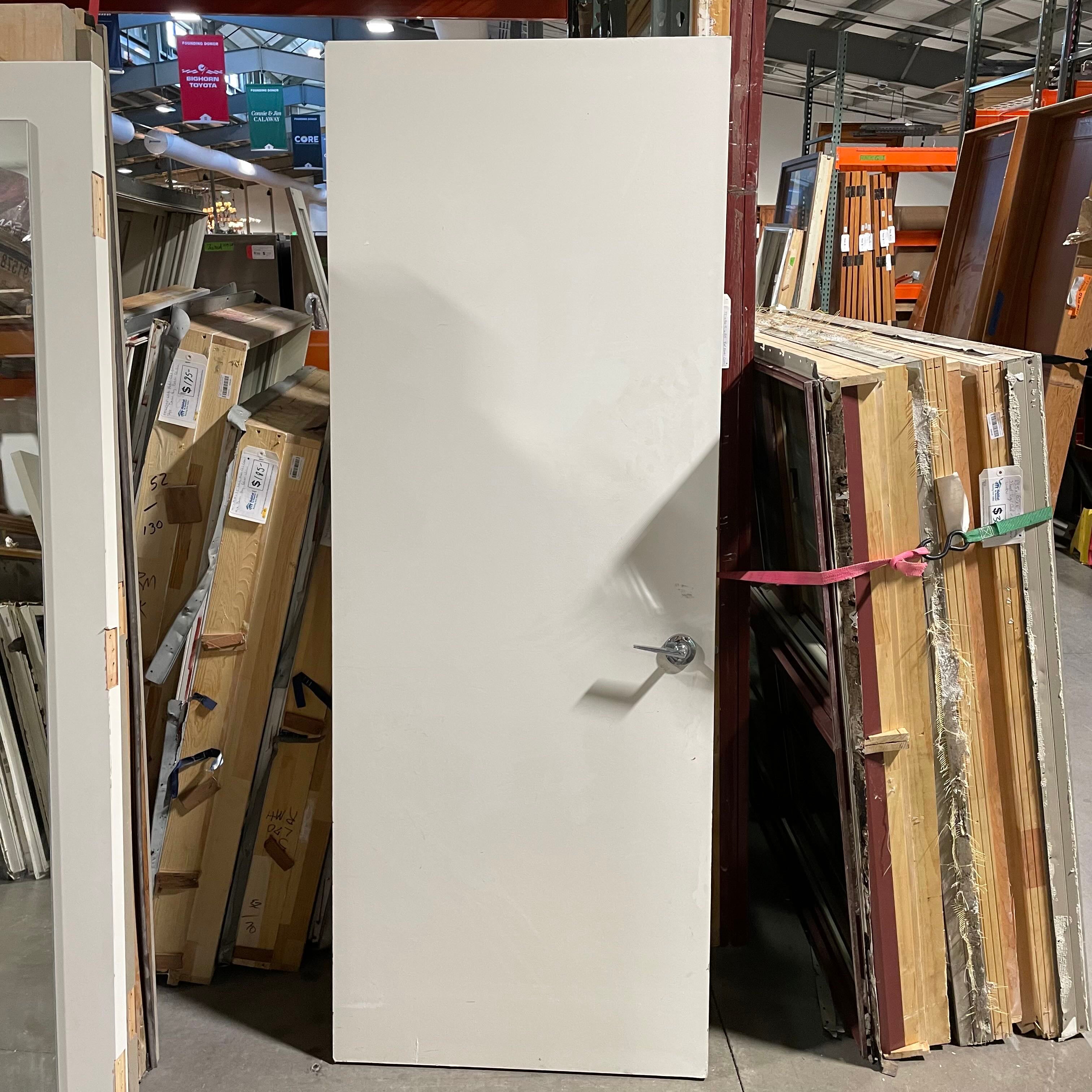 Painted White Solid Slab with Mirror Interior Door