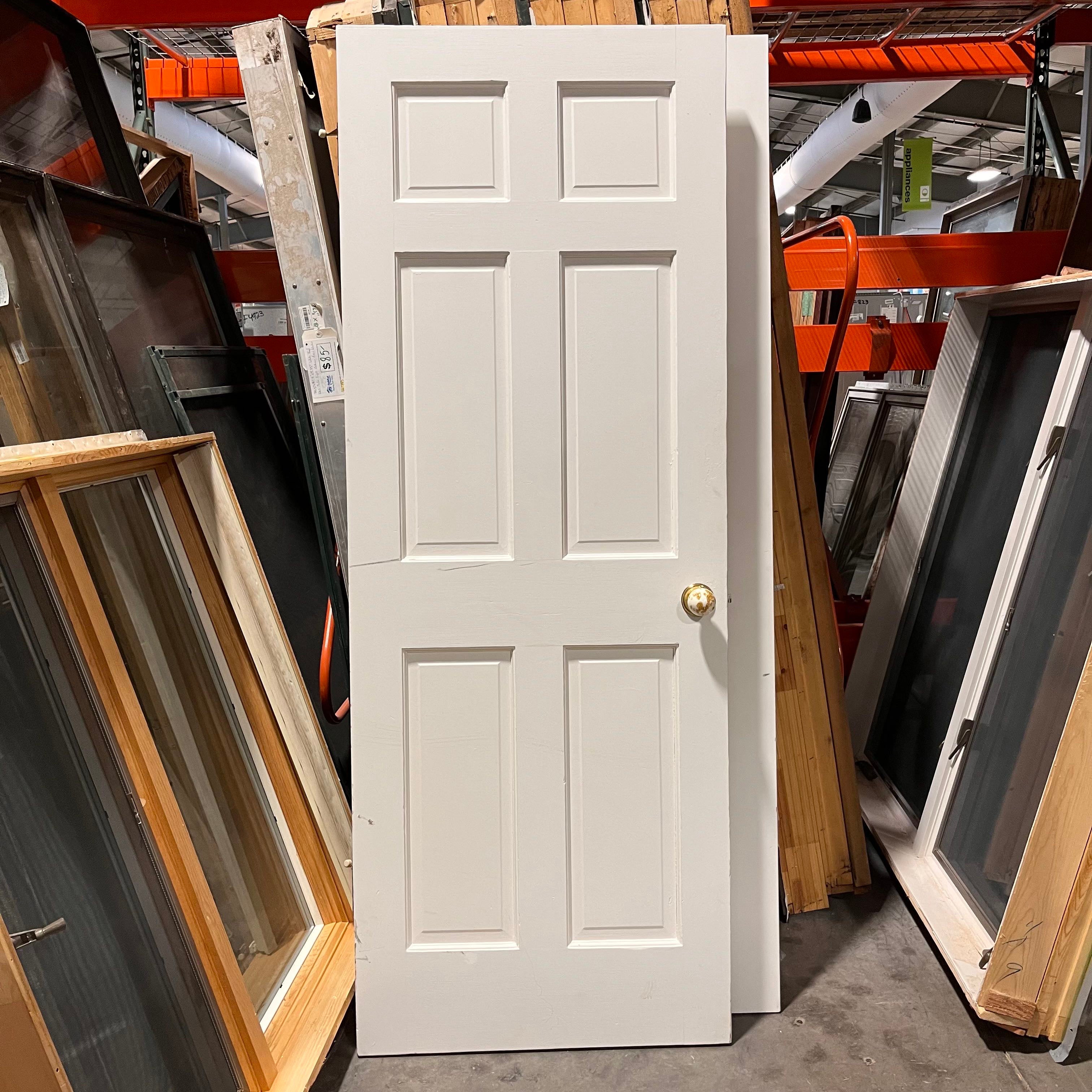 29.75"x 79"x 1.375" White 6 Panel Solid Wood Interior Door