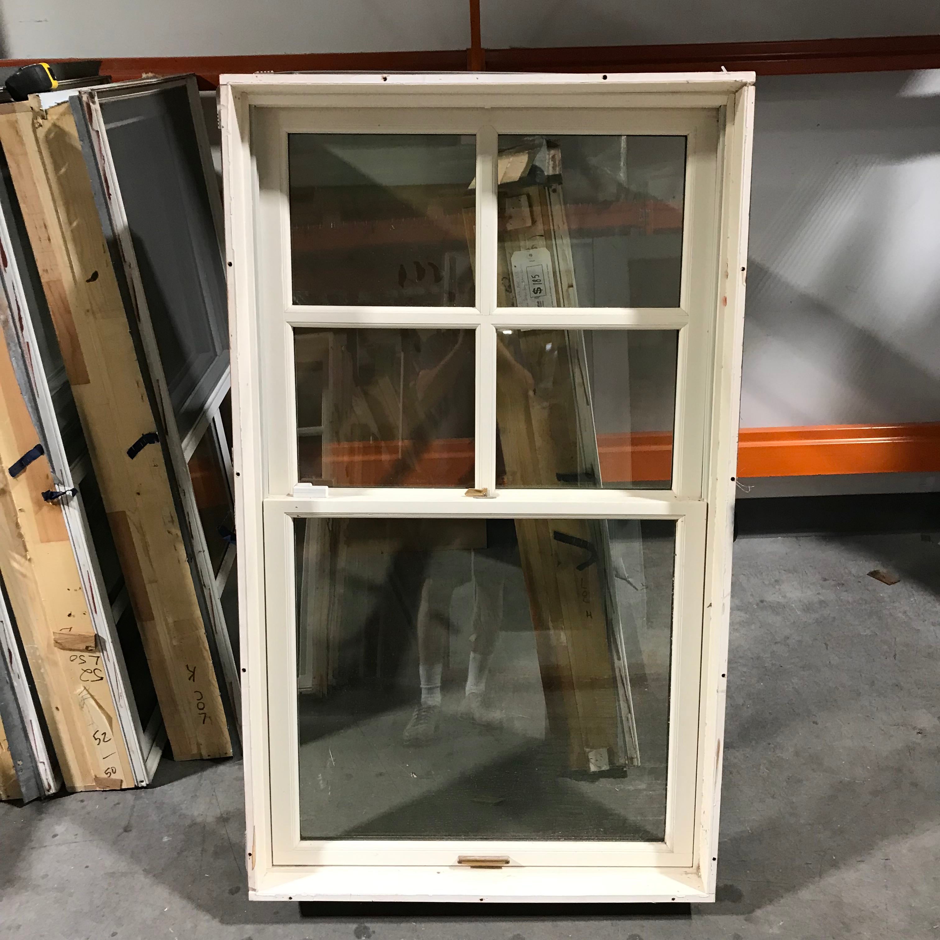 37"x 62"x 7.5" White Metal Clad Colonial Style Double Hung Exterior Window