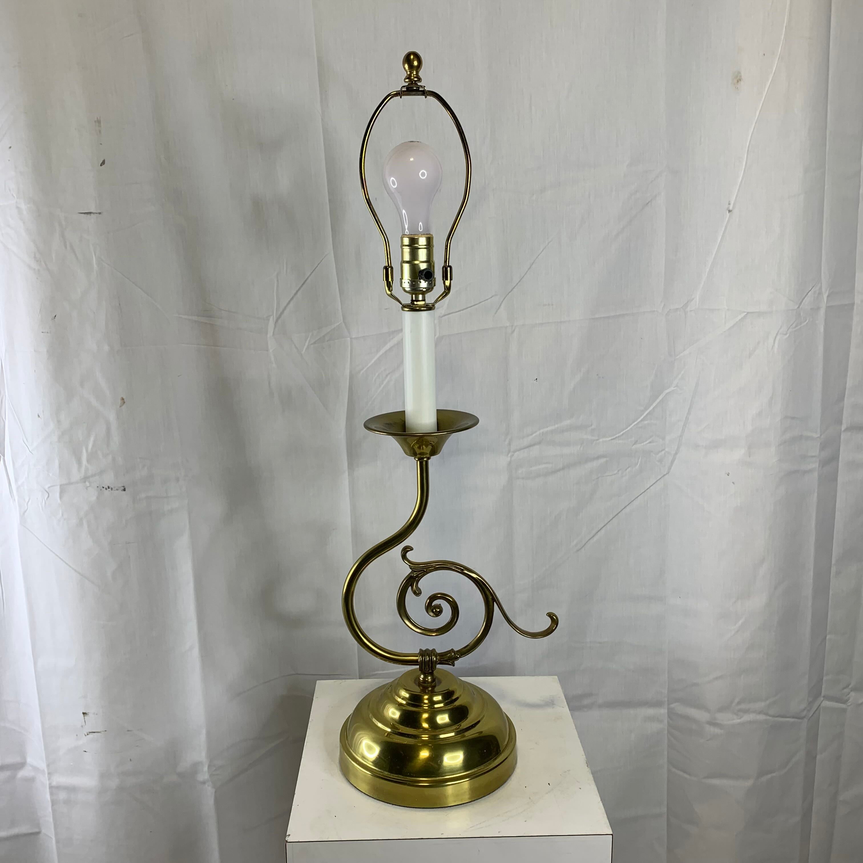 10"x 8"x 28.5" Brass Swirl Candlestick Table Lamp