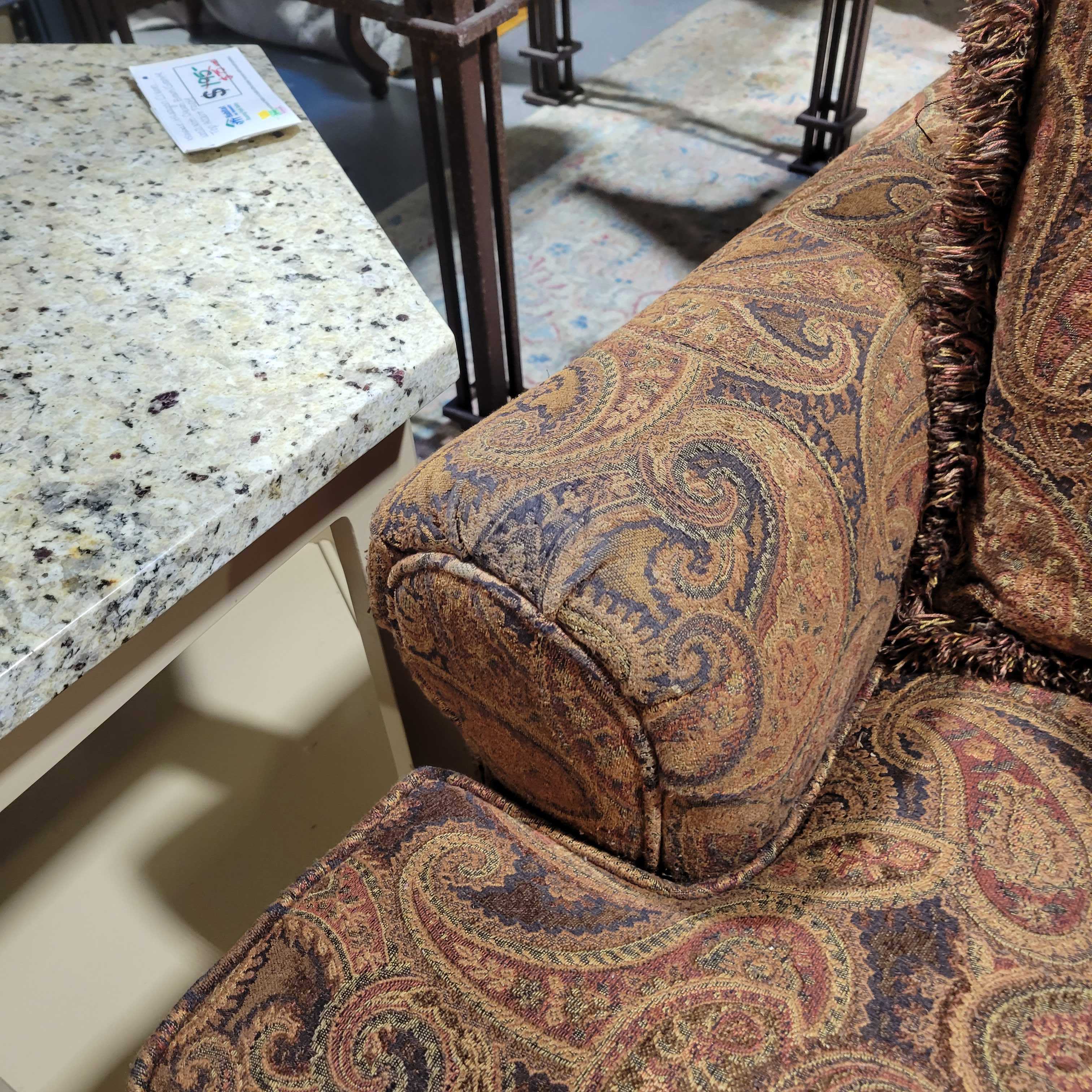 Paul Robert Brown Rust Gold Paisley with Ottoman Chair