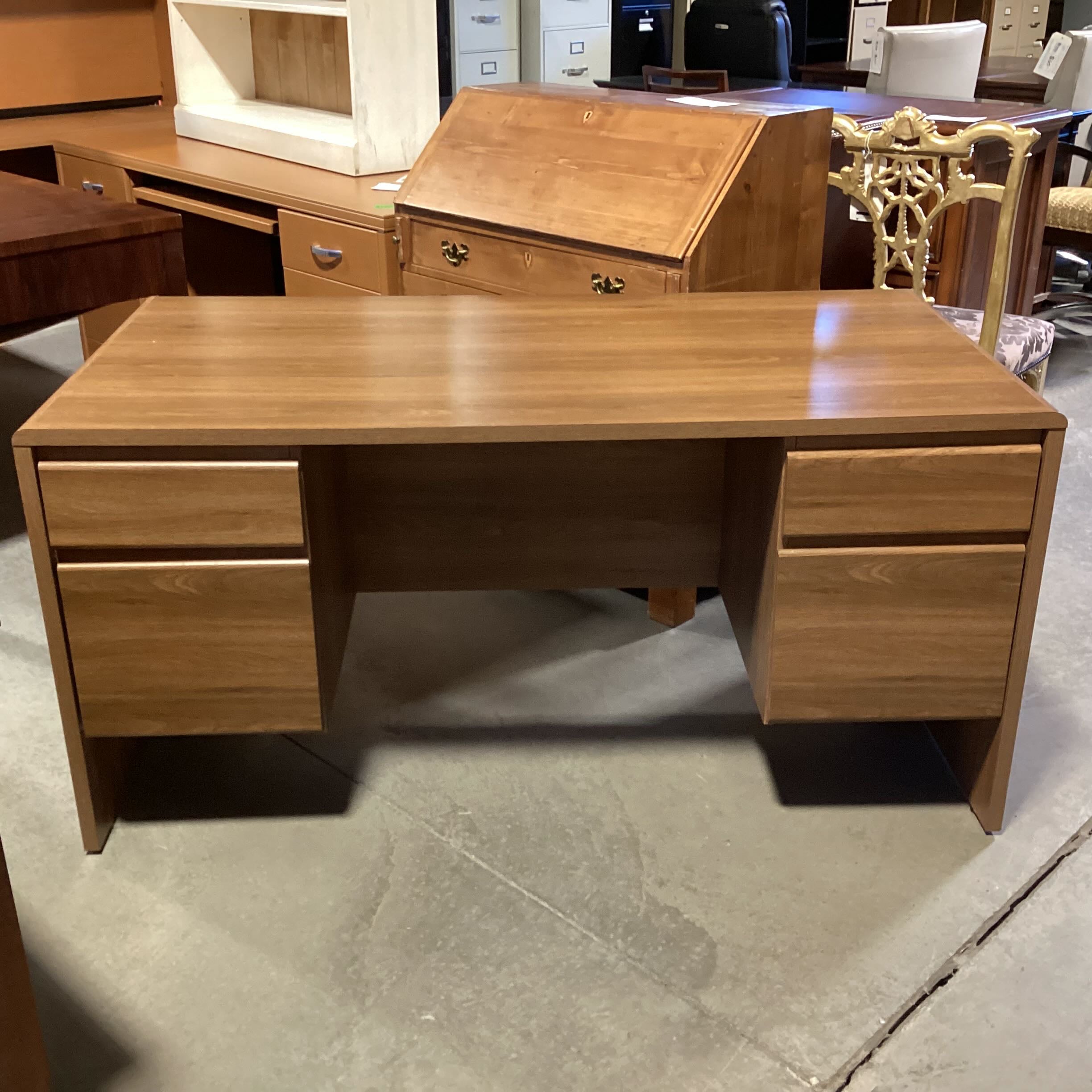 Wood Style Laminate 4 Drawer Desk