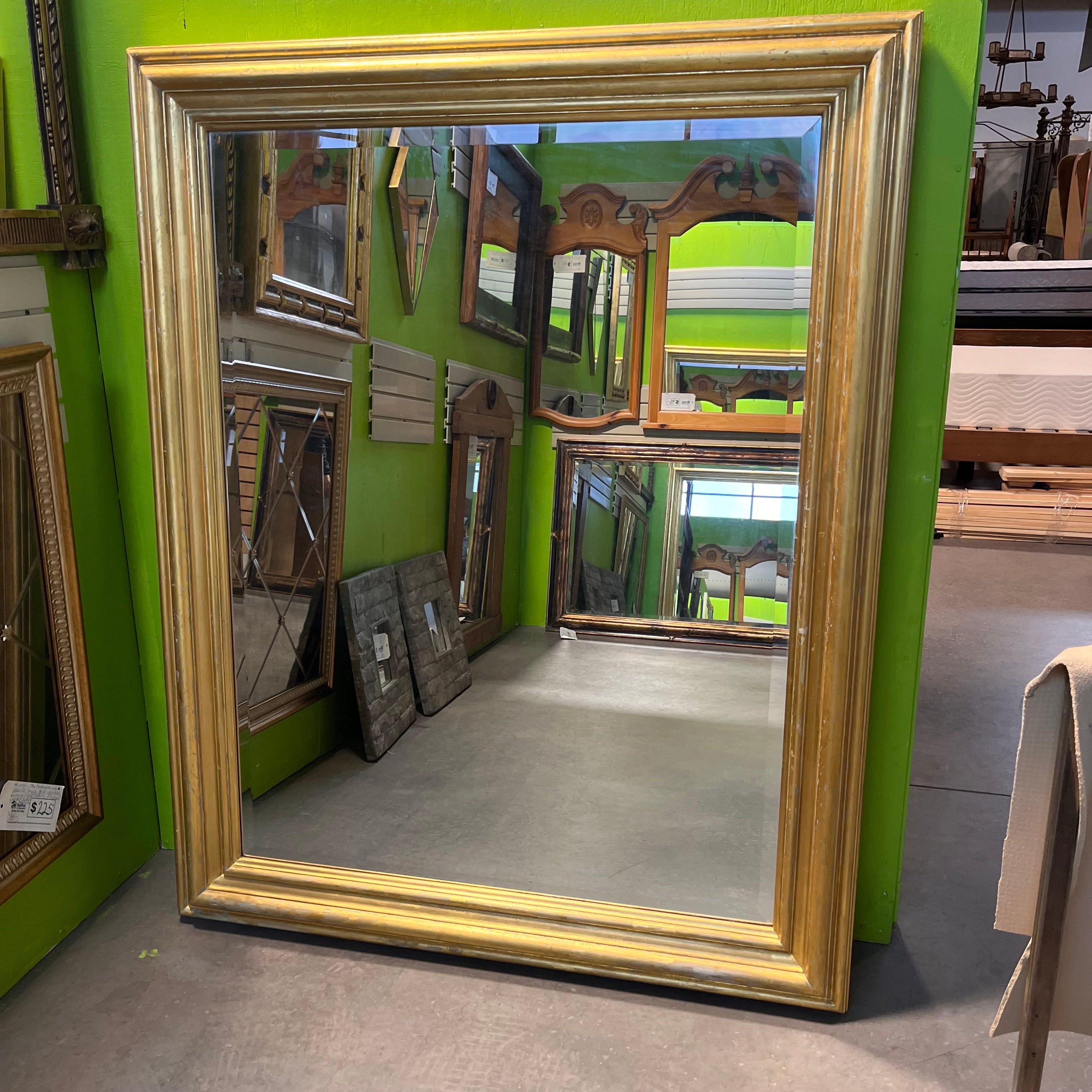 Lane Altavista Vintage French Style Distressed Gold Leaf Beveled Wall Mirror