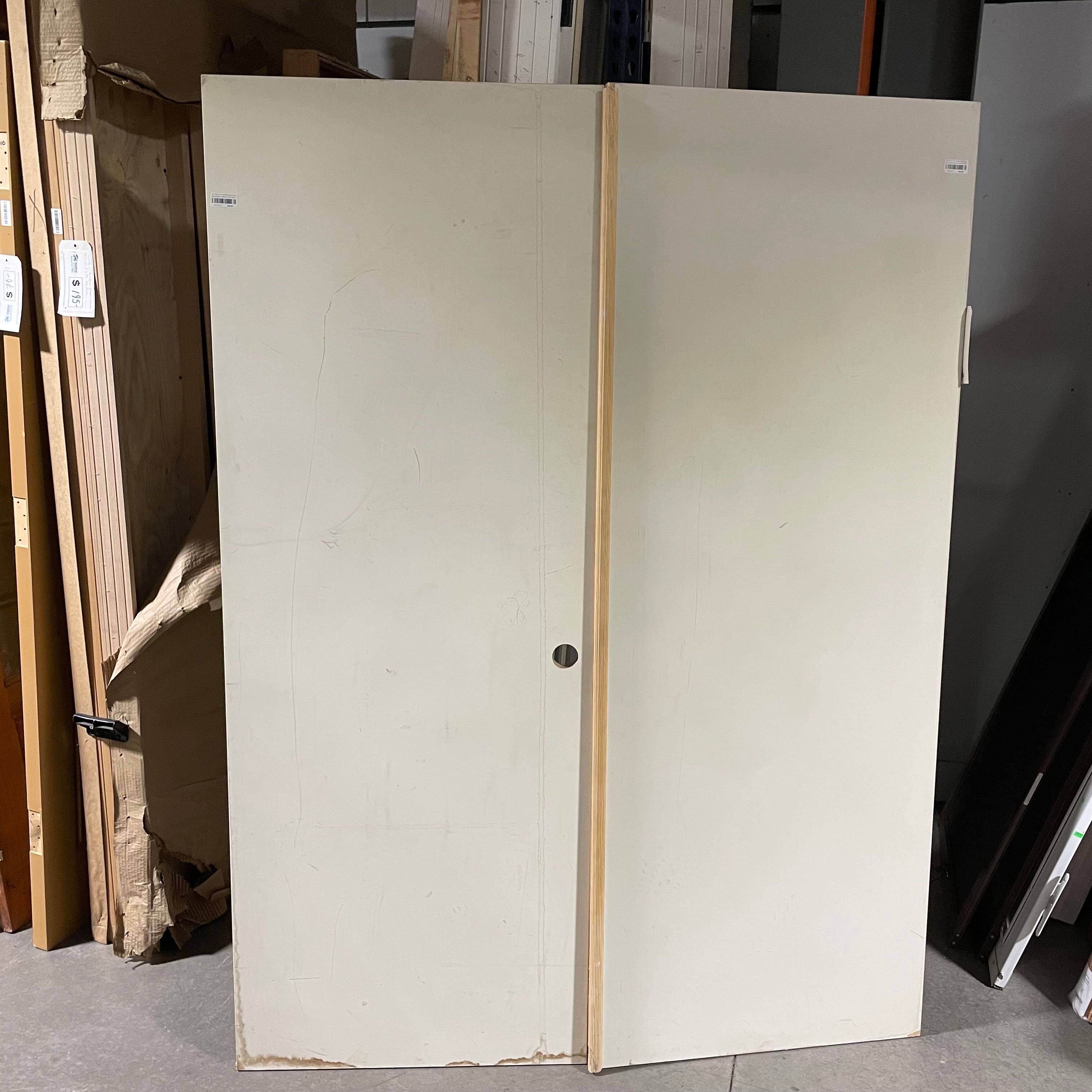 60"x 80"x 1.375" White Slab Particle Board Hollow Interior French Doors