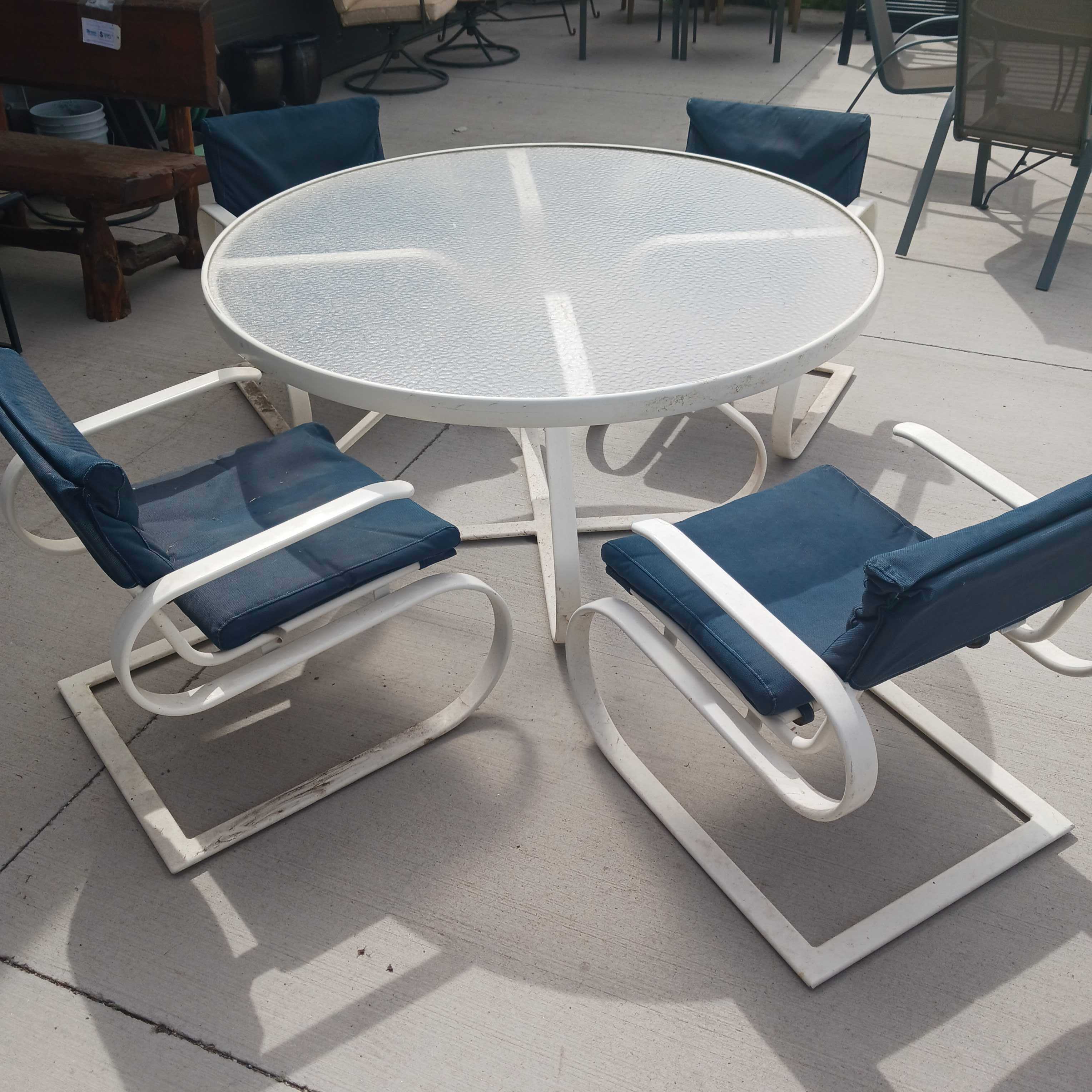 SET OF 5 Tropitone Aluminum Table with 4 Chairs Patio Dining Set