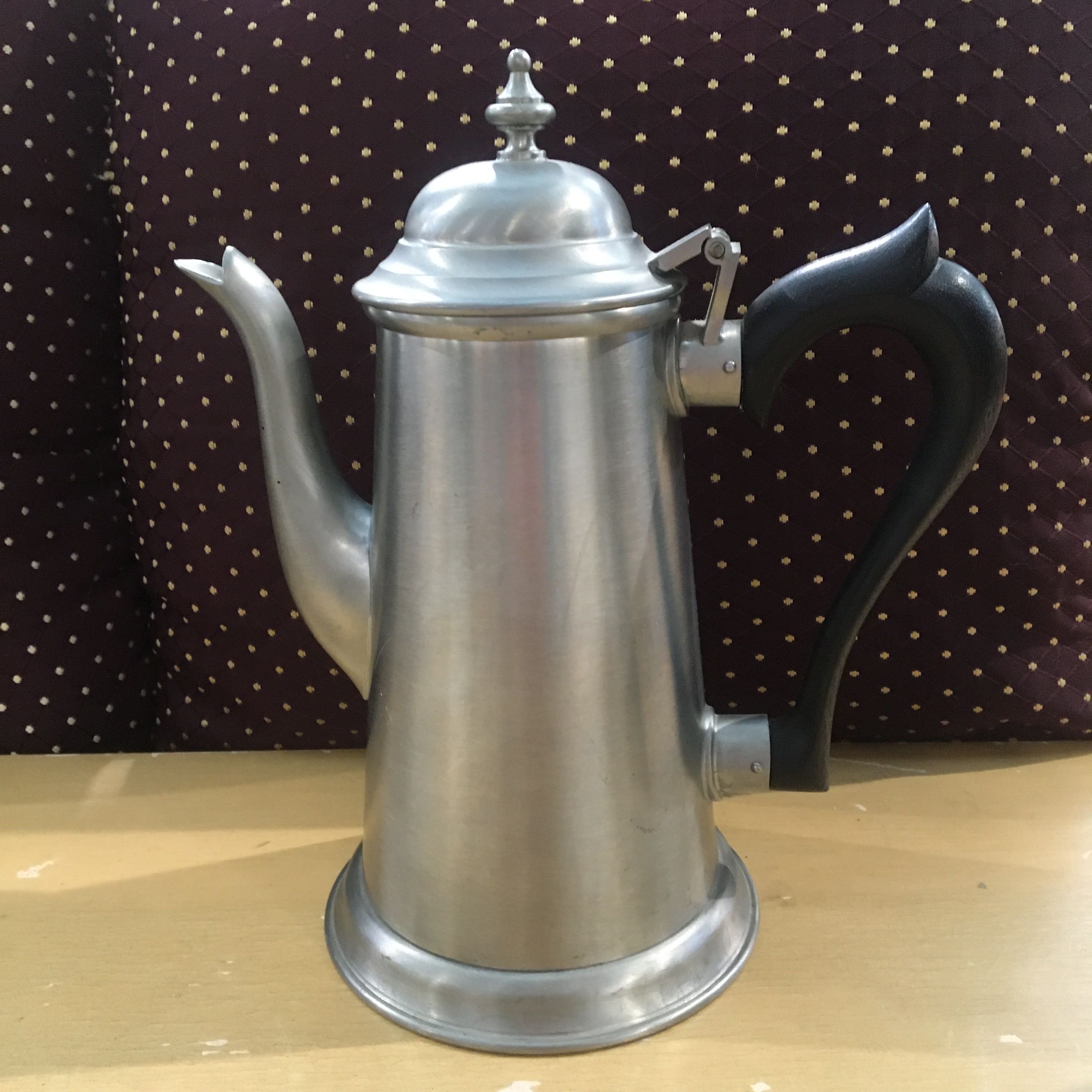 Silver Metal Tea Pot with Creamer and Sugar