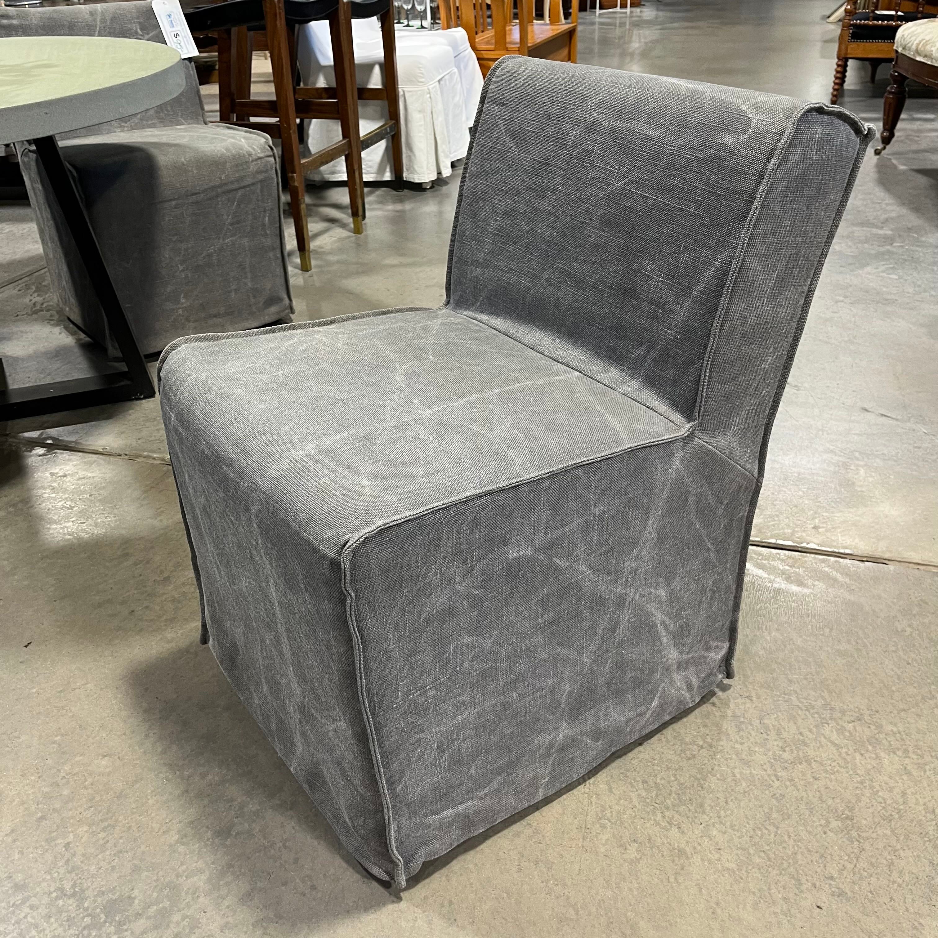 Four Hands Grey Linen Slipcover on Casters Dining Chair