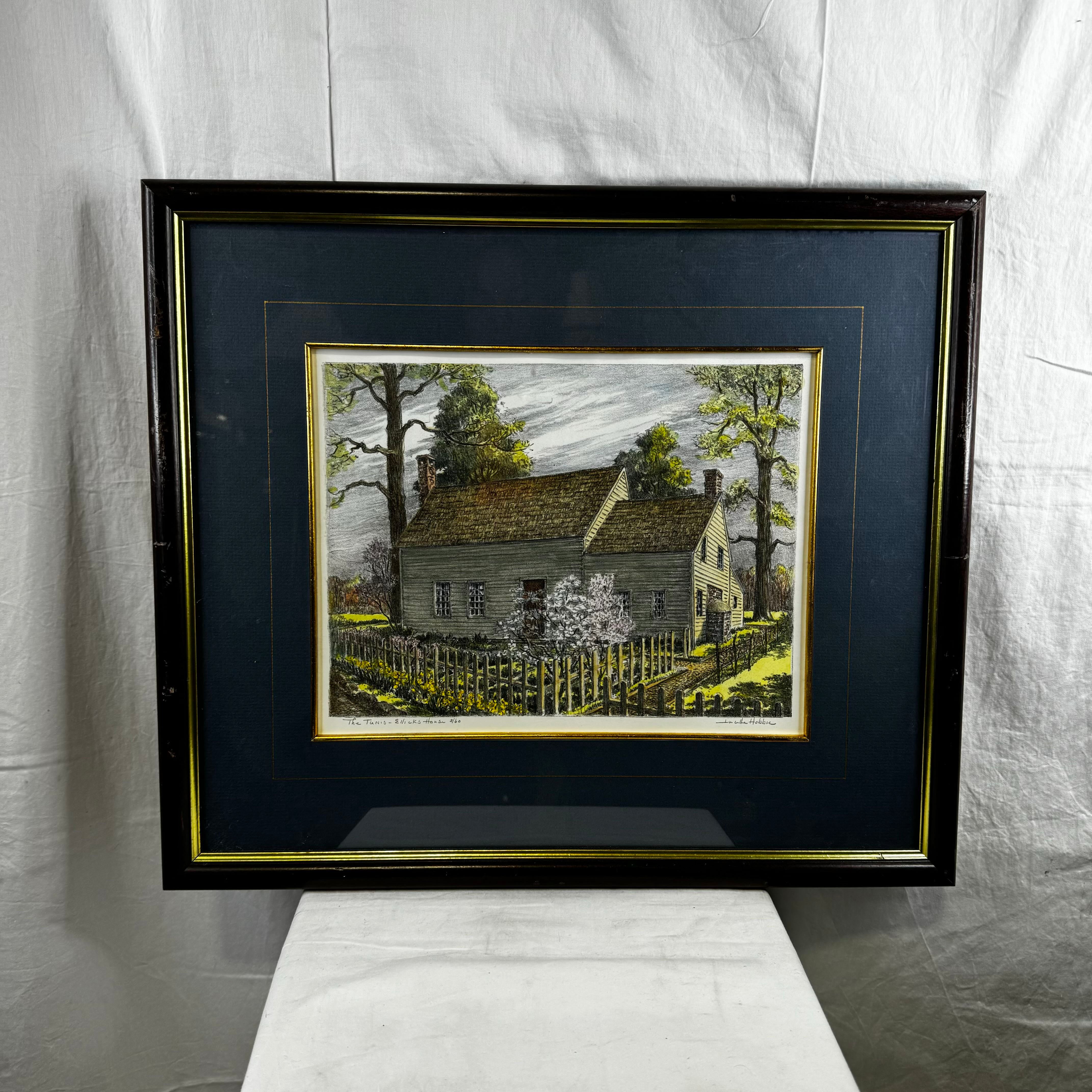The Tunis Ellick House By Lucille Hobbie Print Matted with Gold Trim and Frame Wall Decor