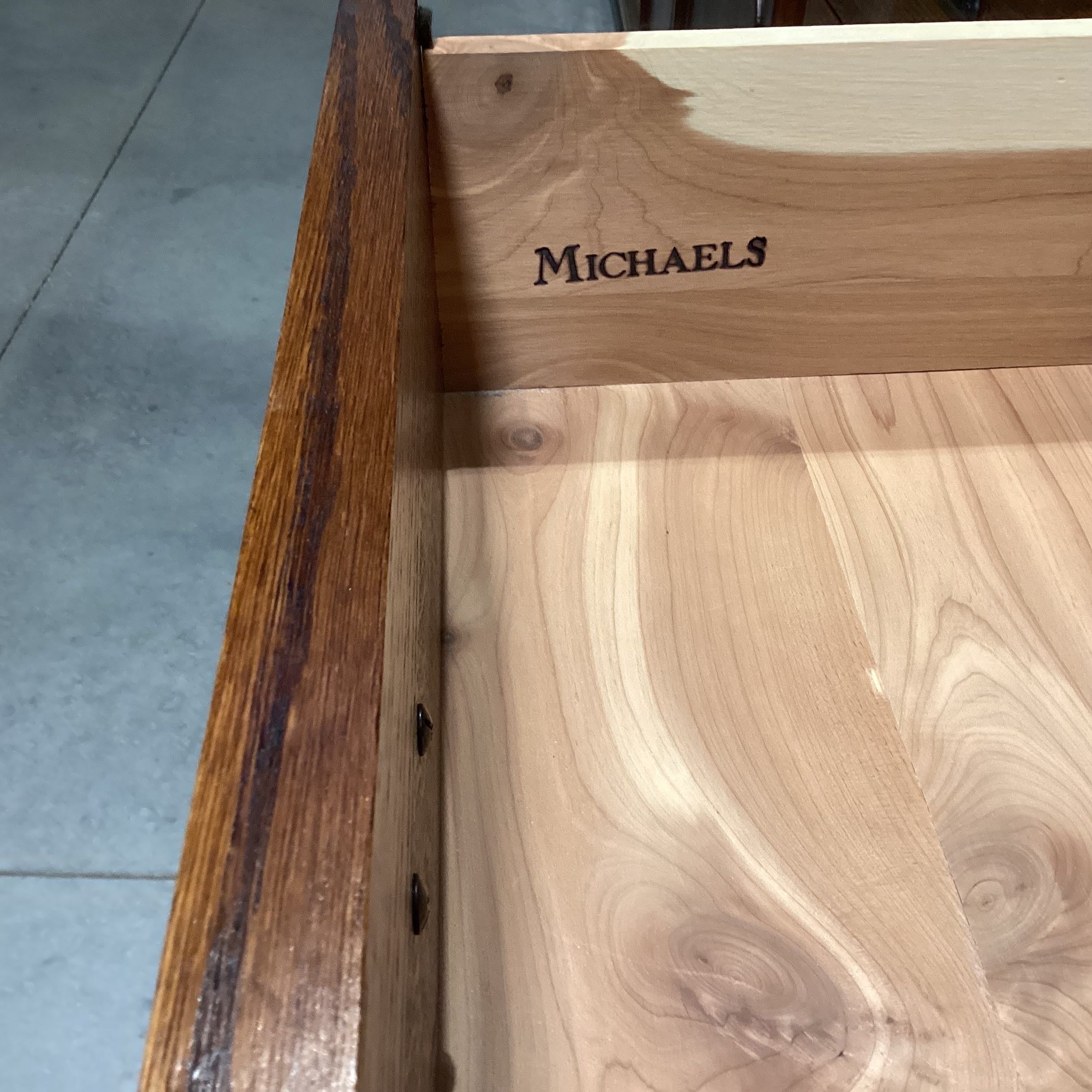 Michaels Mission Oak 2 Piece 4 Door 4 Drawer Cedar Lined Dresser Armoire
