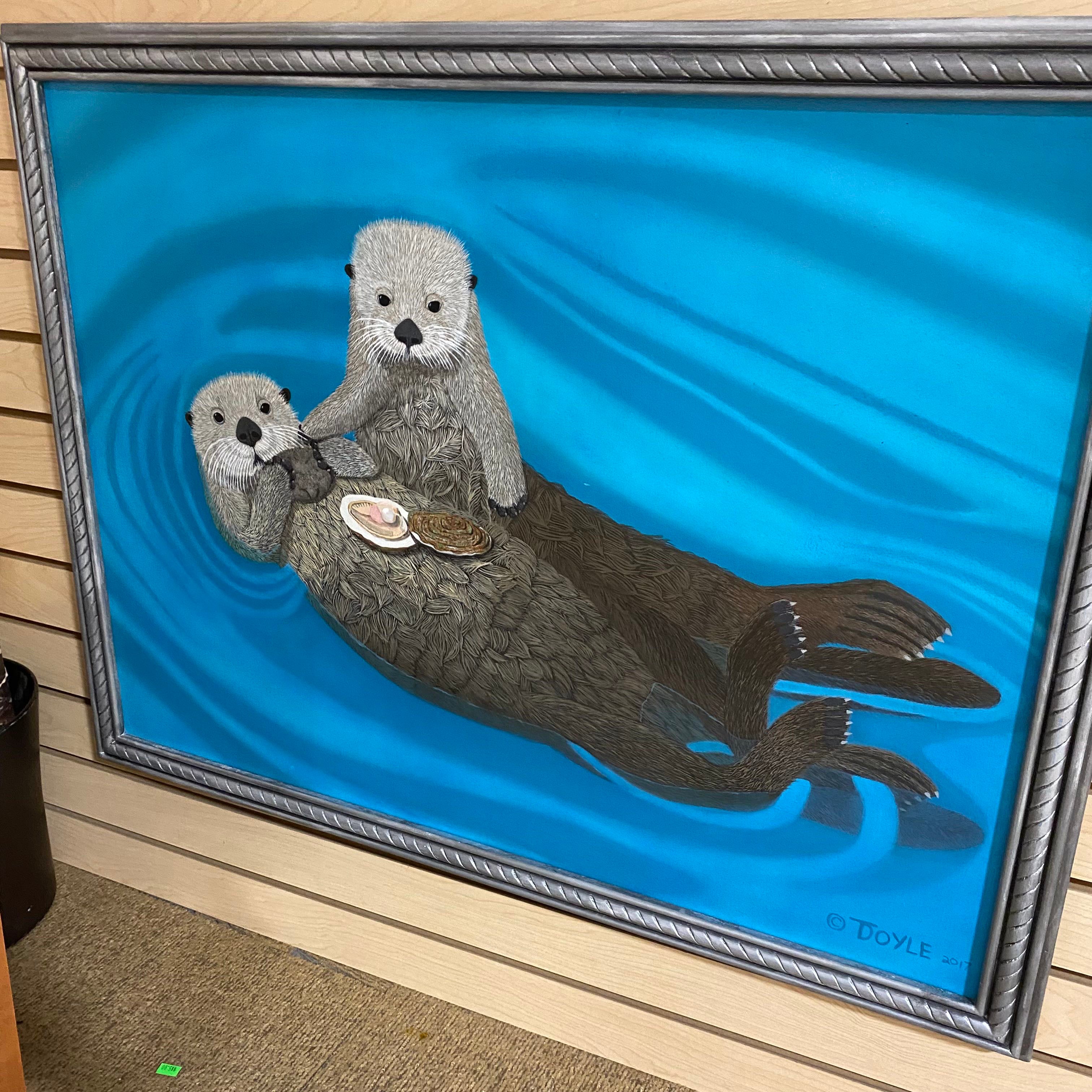 "Otterly Impressed" by Terry Doyle Oil on Canvas Wall Art