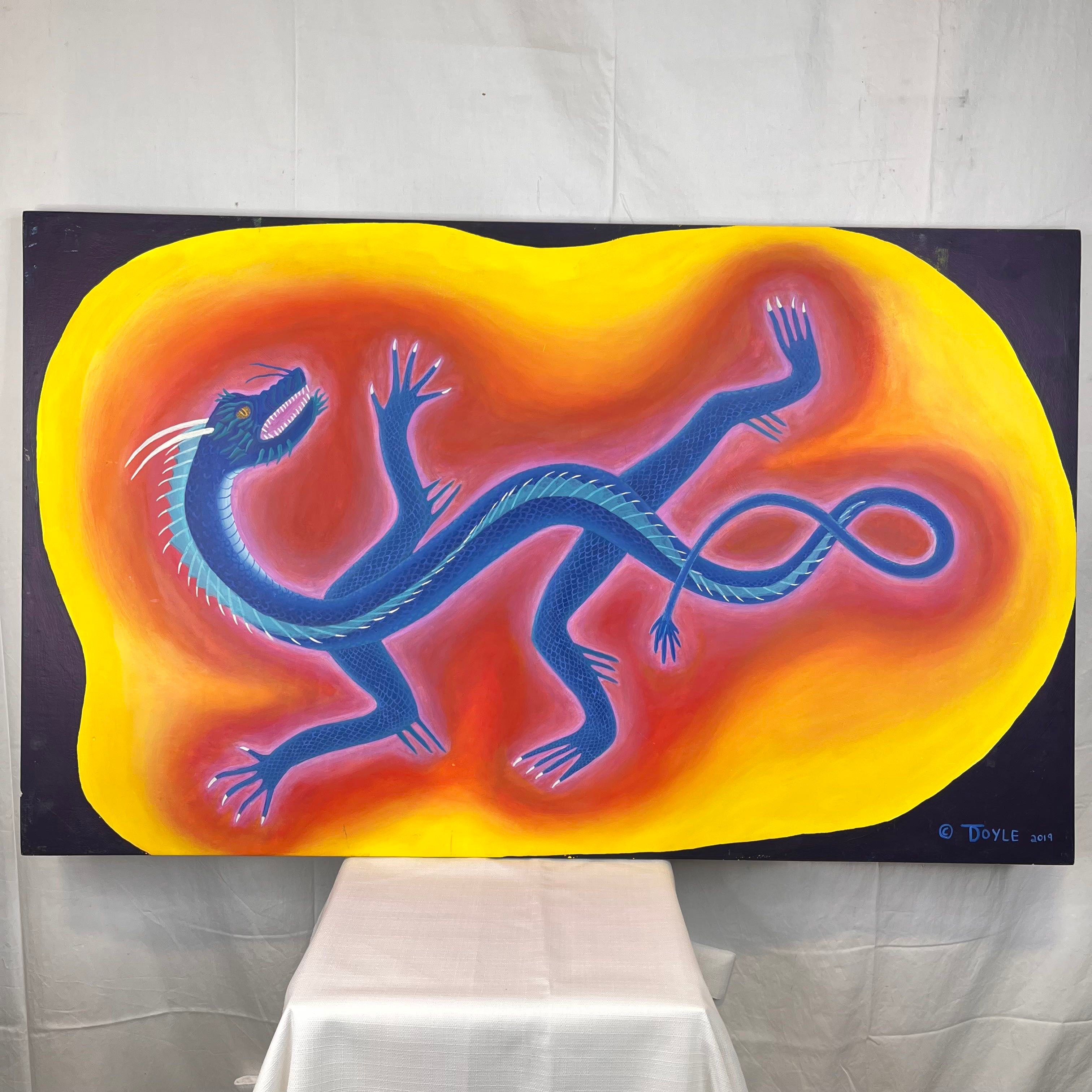 "Unborn Dragon" by Terry Doyle Signed Oil on Board Wall Art