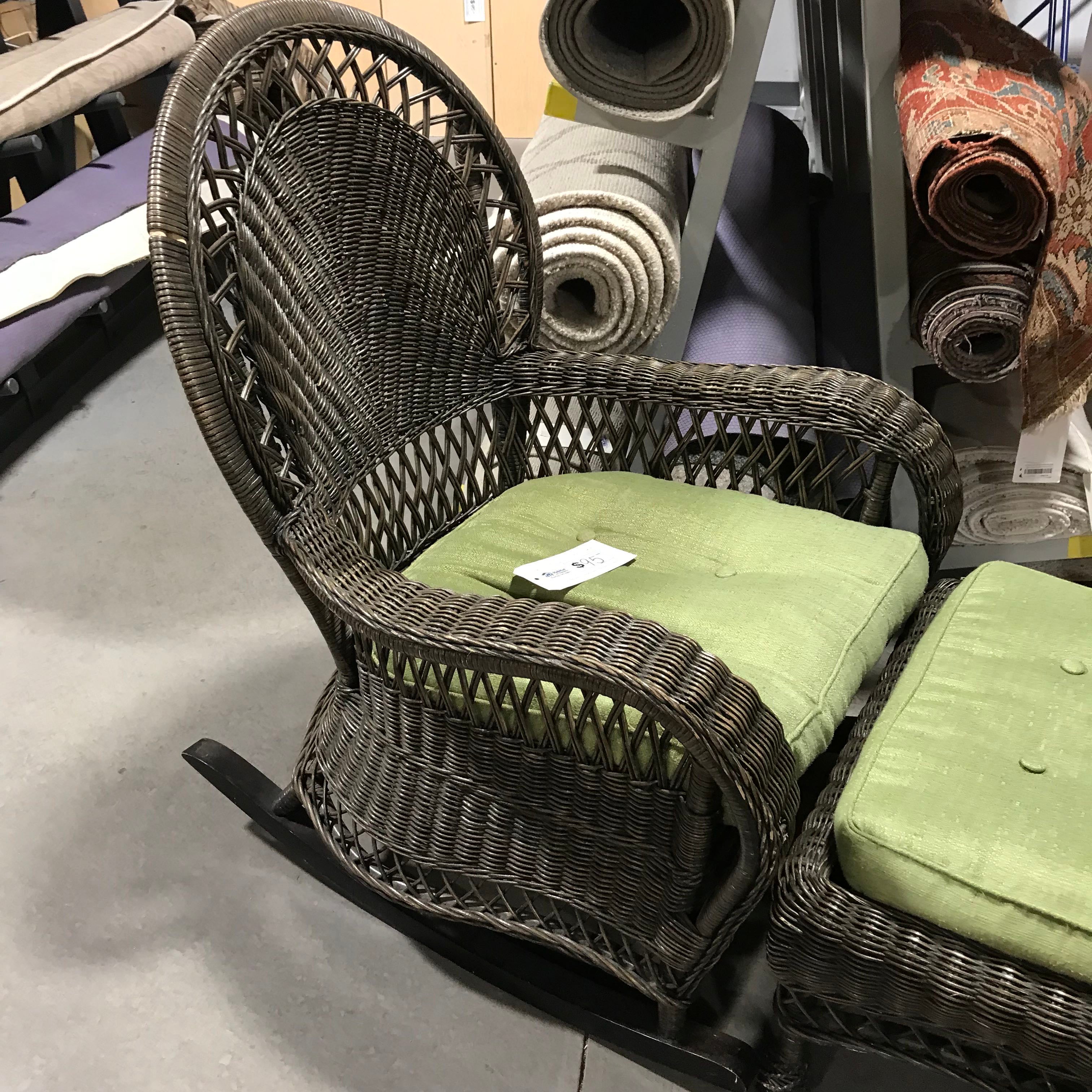 Pier One Imports Wicker Rocking Chair with Ottoman — Habitat Roaring Fork