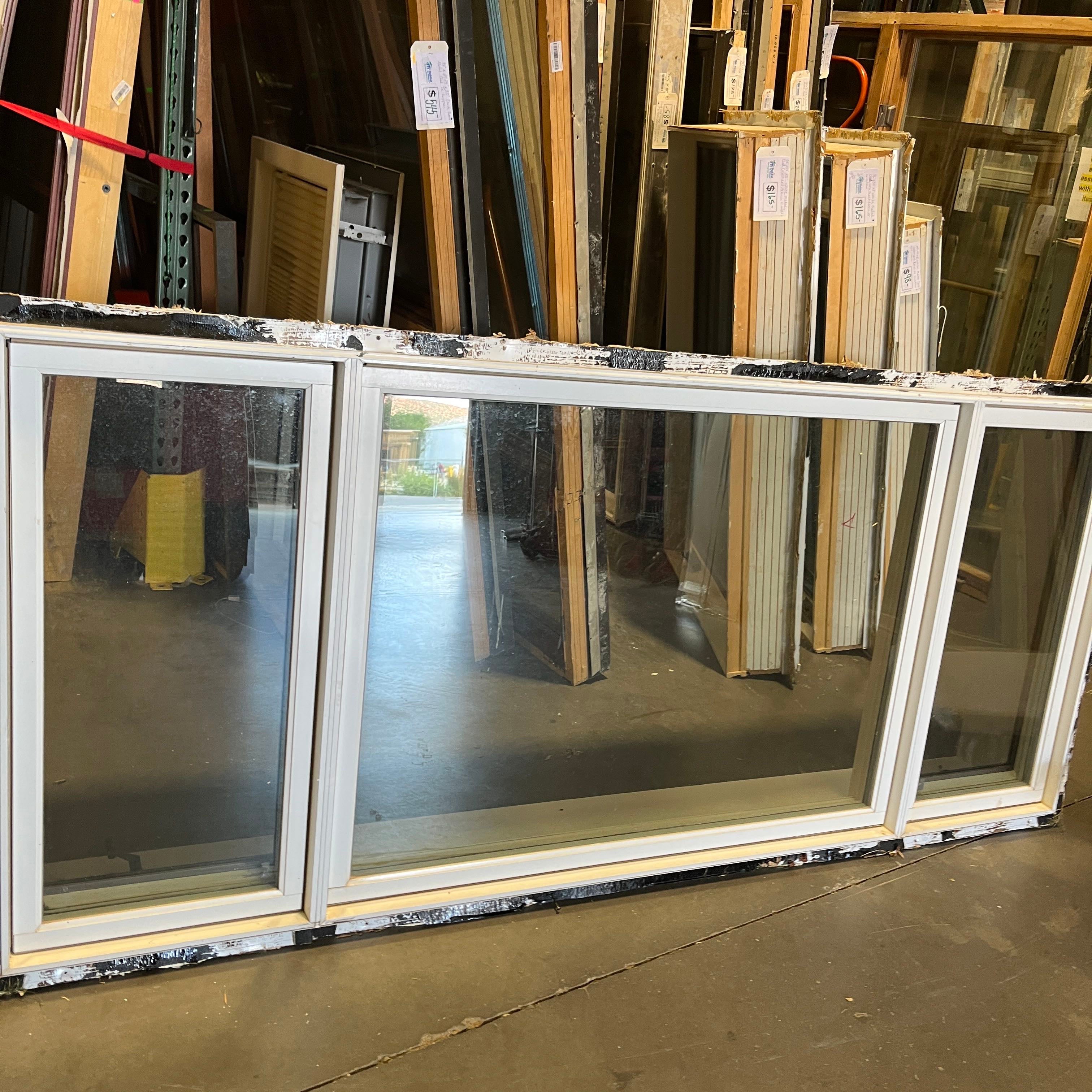 84"x 36"x 11" White Metal Clad Double Casement Endcaps with Fixed Middle Exterior Window