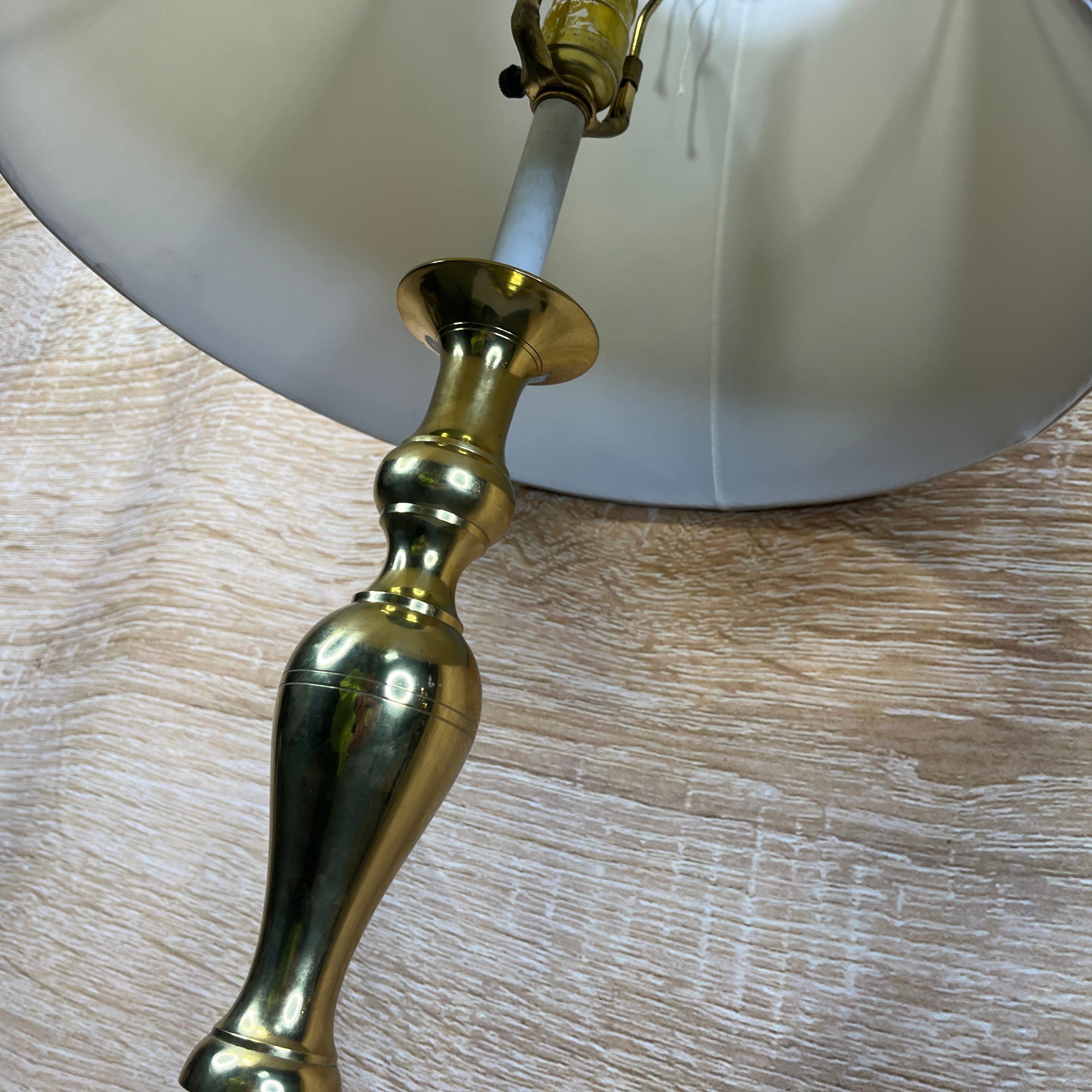 Vintage Brass Cast Candlestick Table Lamp