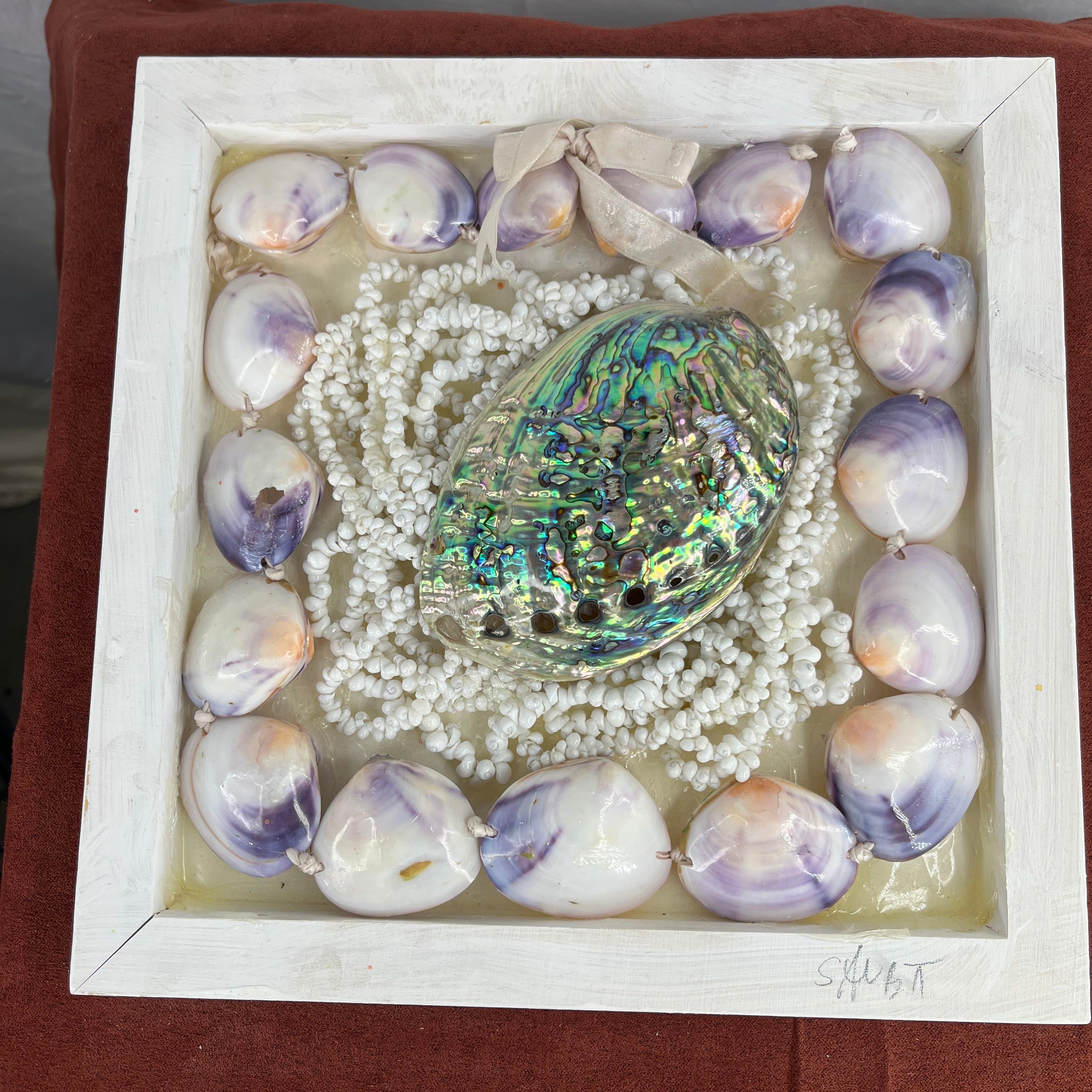 Iridescent Maui Necklace 3D Shell Collage by Sue Binkley Tatum 2016 Wall Art