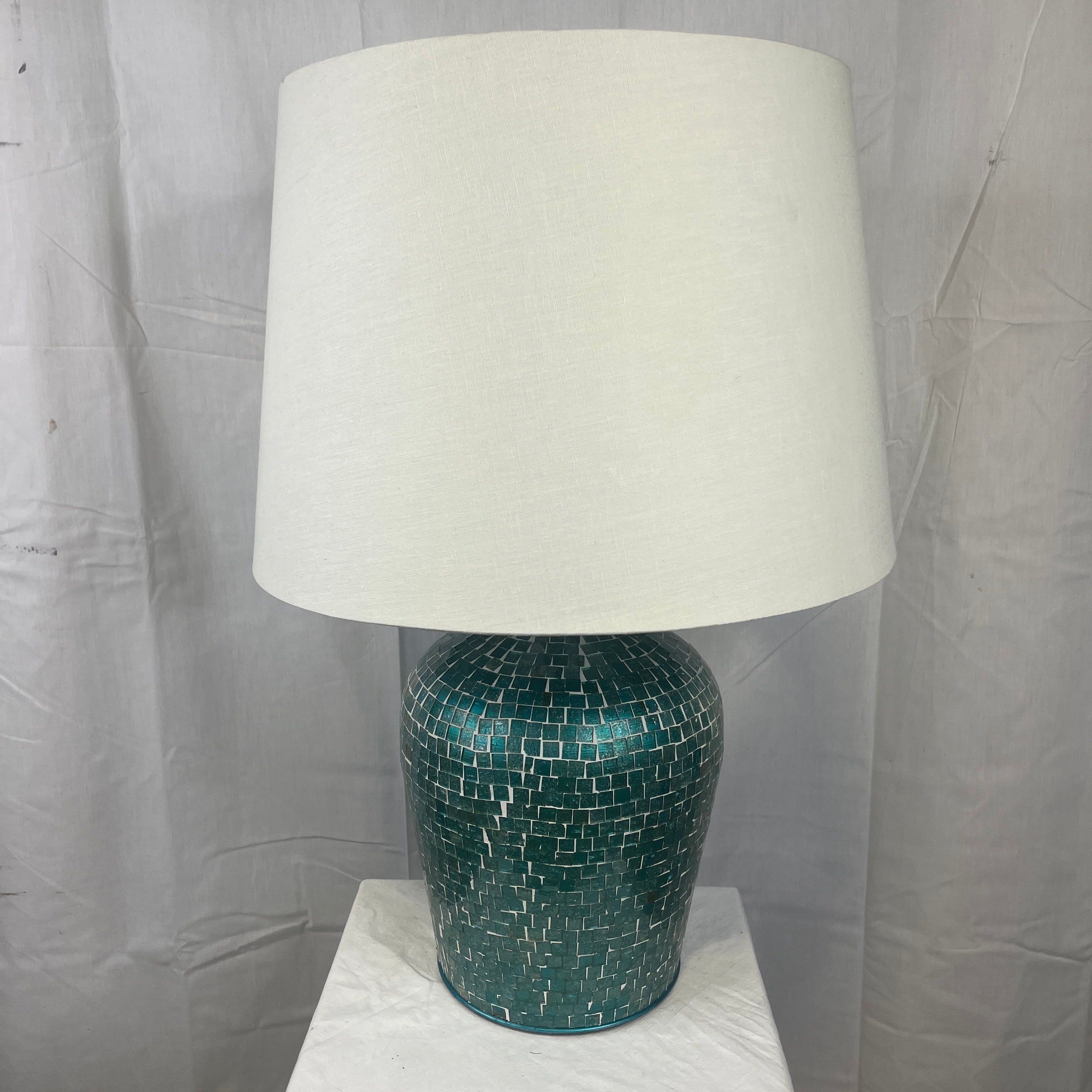 Aqua Blue Mosaic Table Lamp