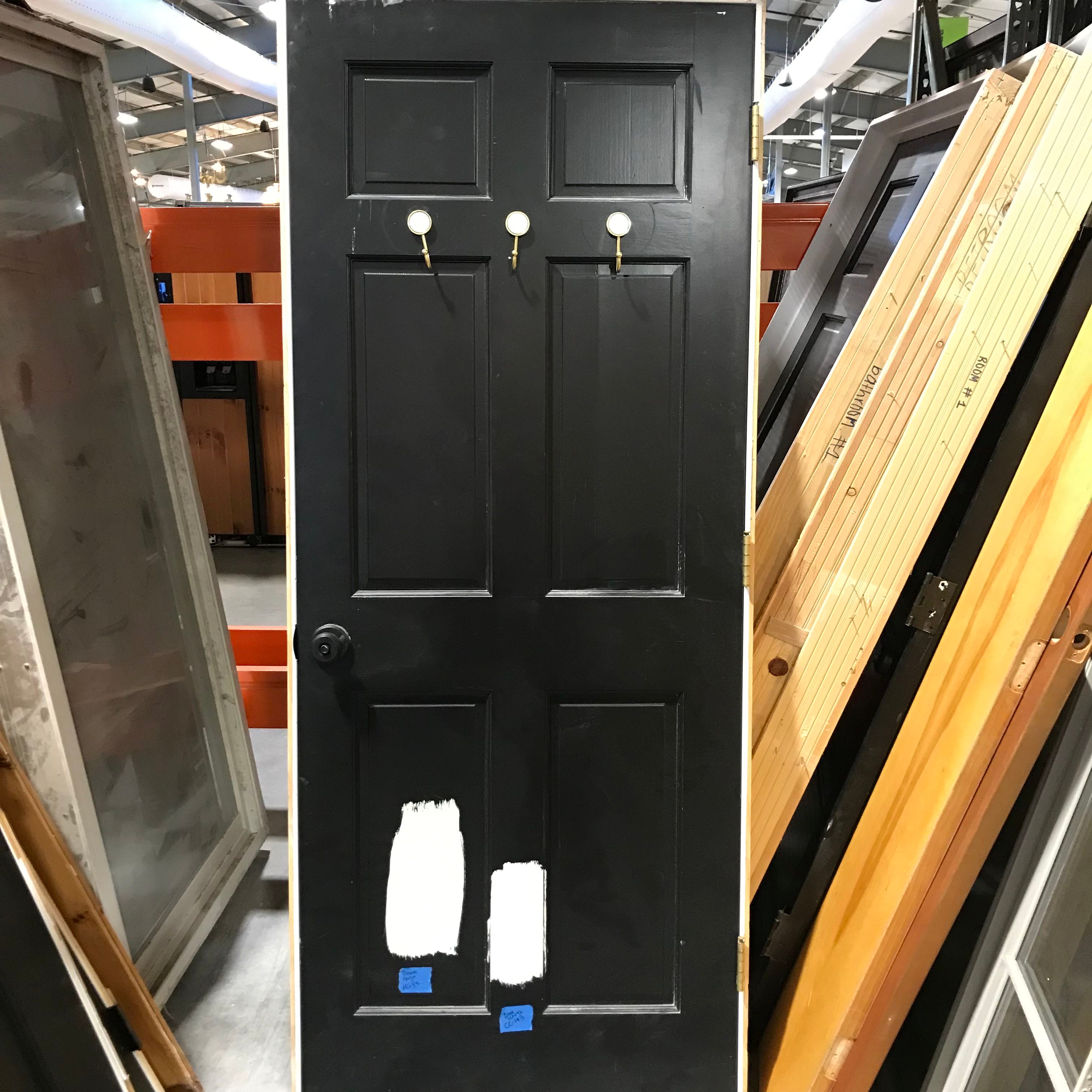 31.75"x 79.5"x 1.375" 6 Panel Painted Black Solid Fir with Jamb LHI Interior Door
