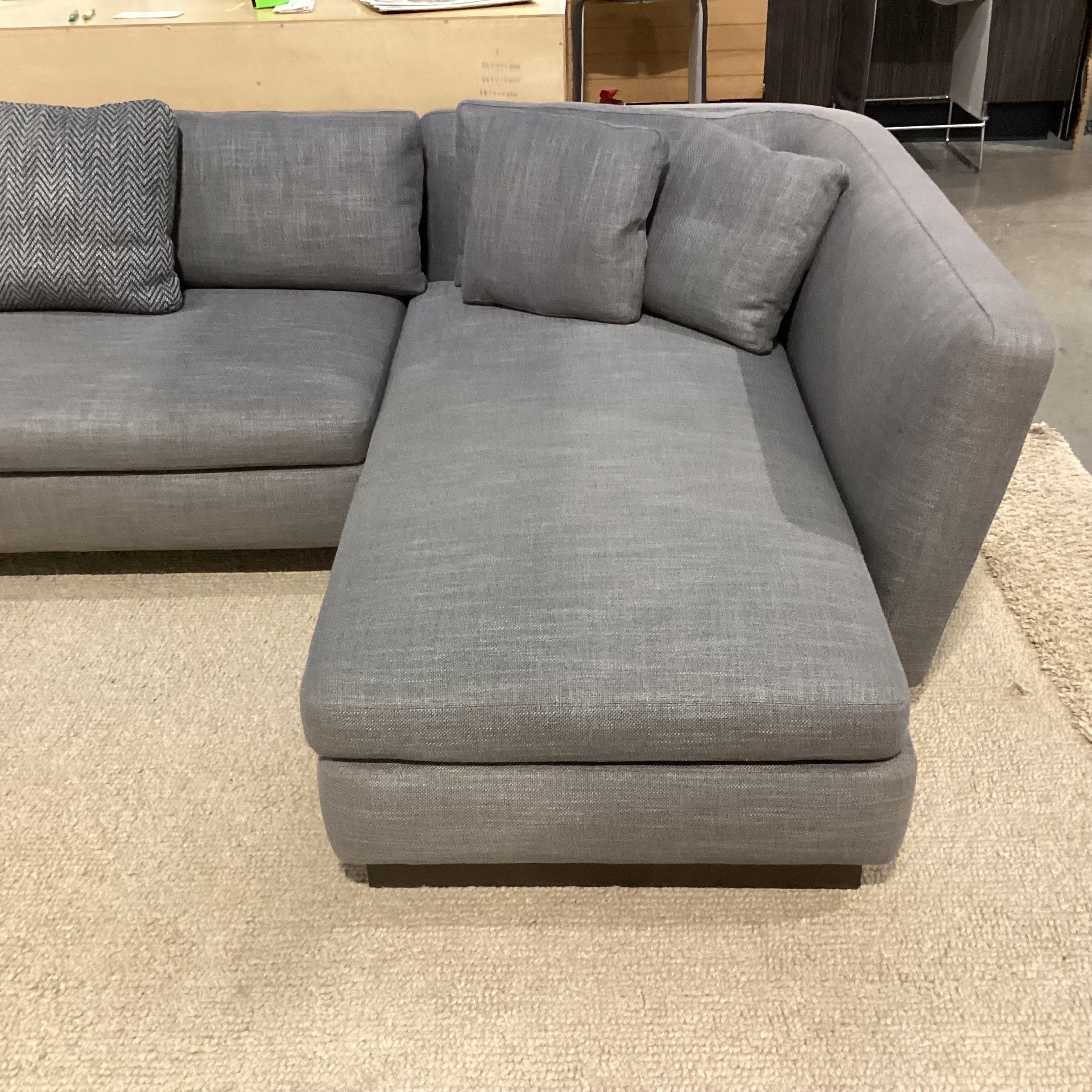 Minotti Italian Modern Grey Woven 2 Piece with Chaise Sectional