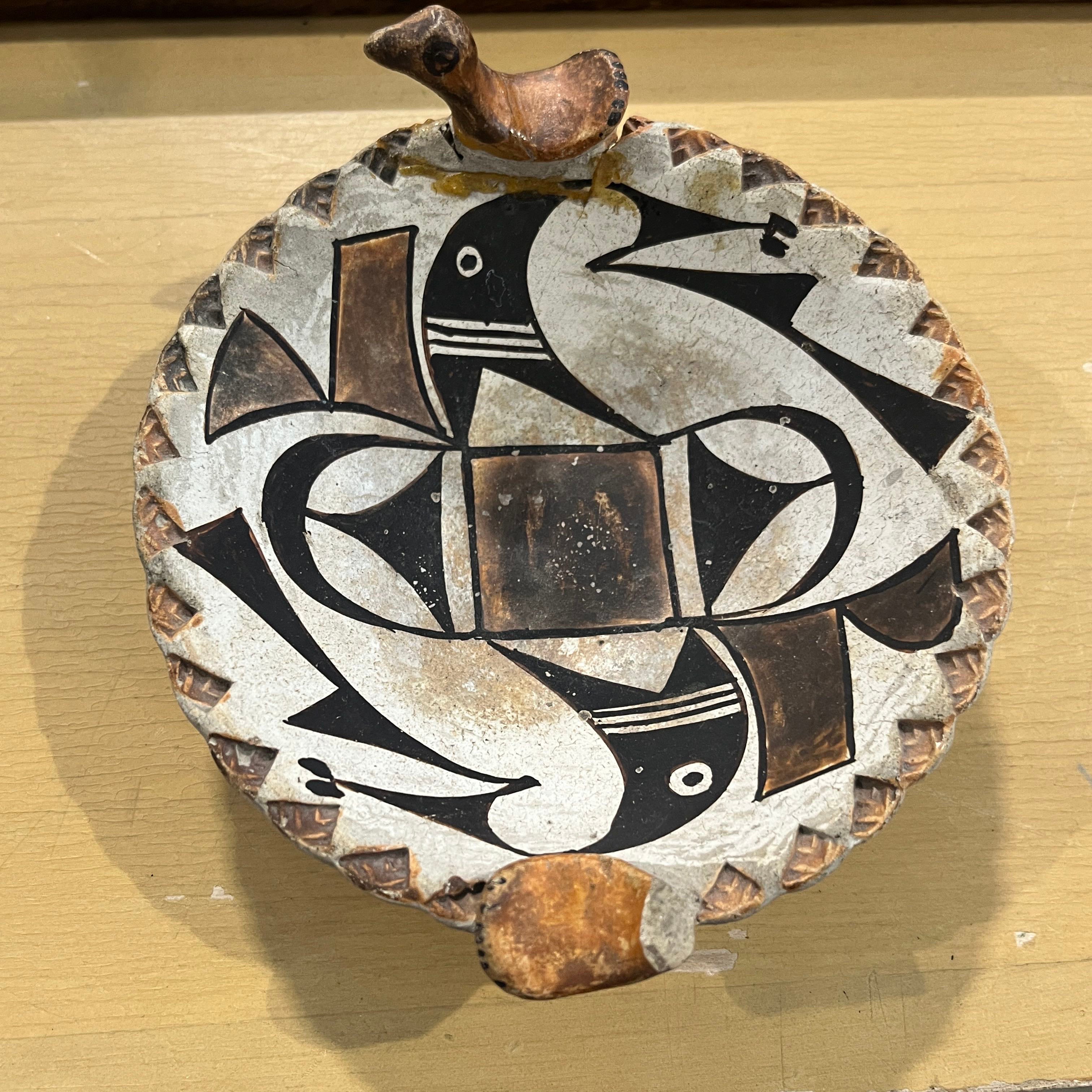 Acoma Utilitarian Shallow with Bird Accents Bowl
