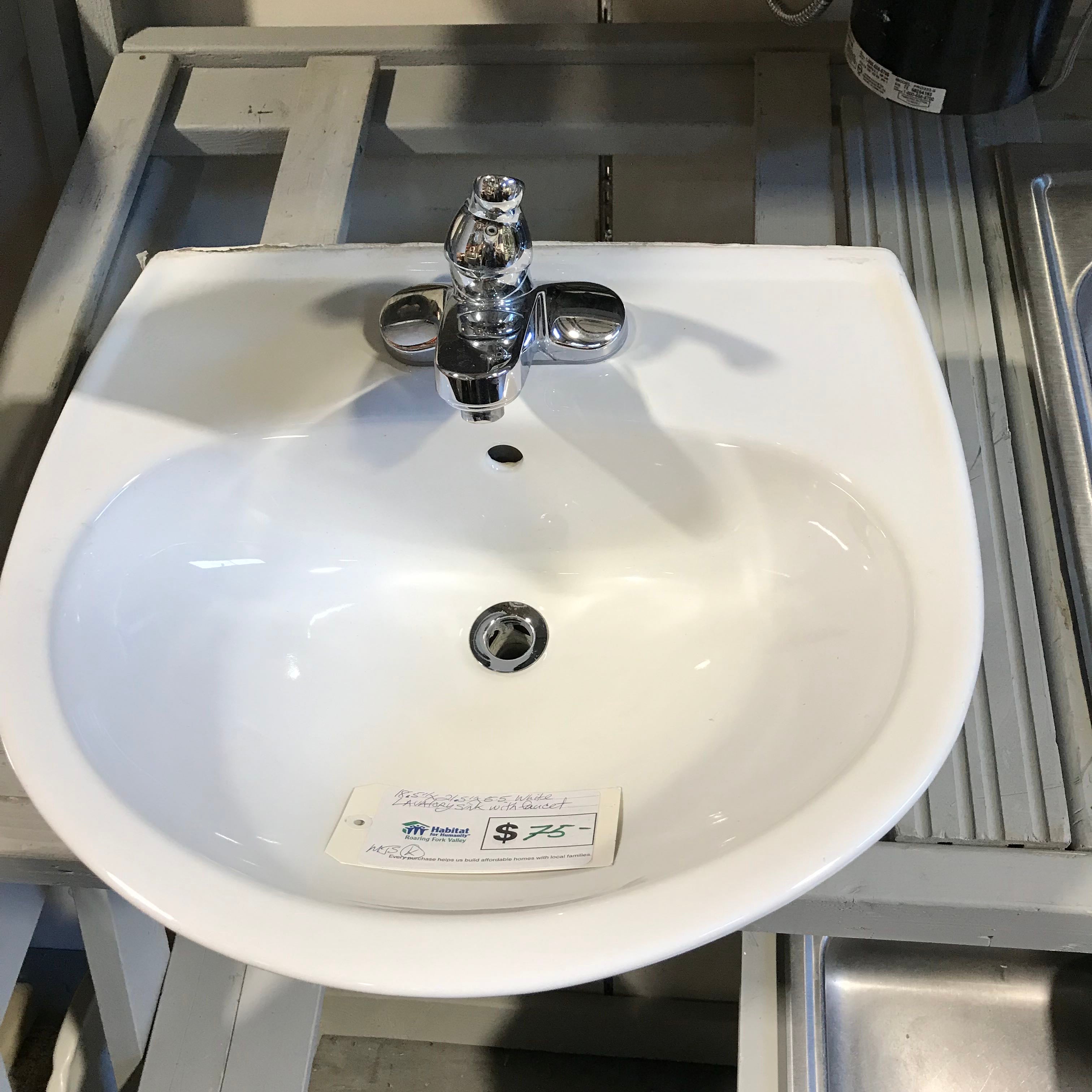 White with Faucet Lavatory Sink