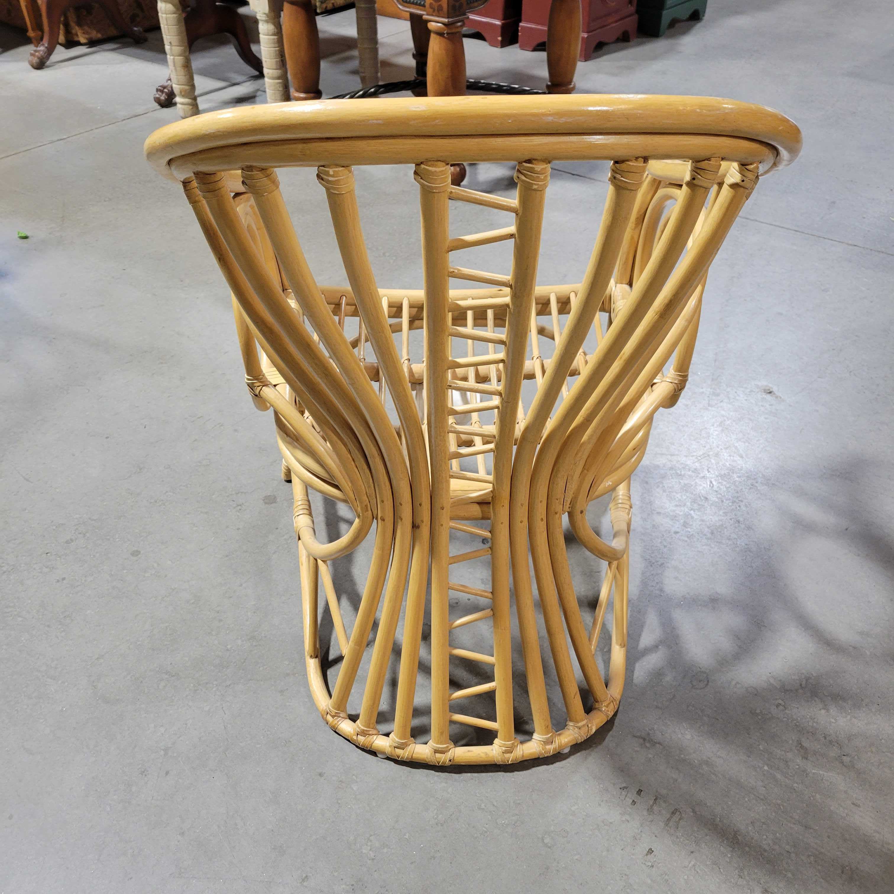 Bamboo Rattan and Leather Strapping Chair