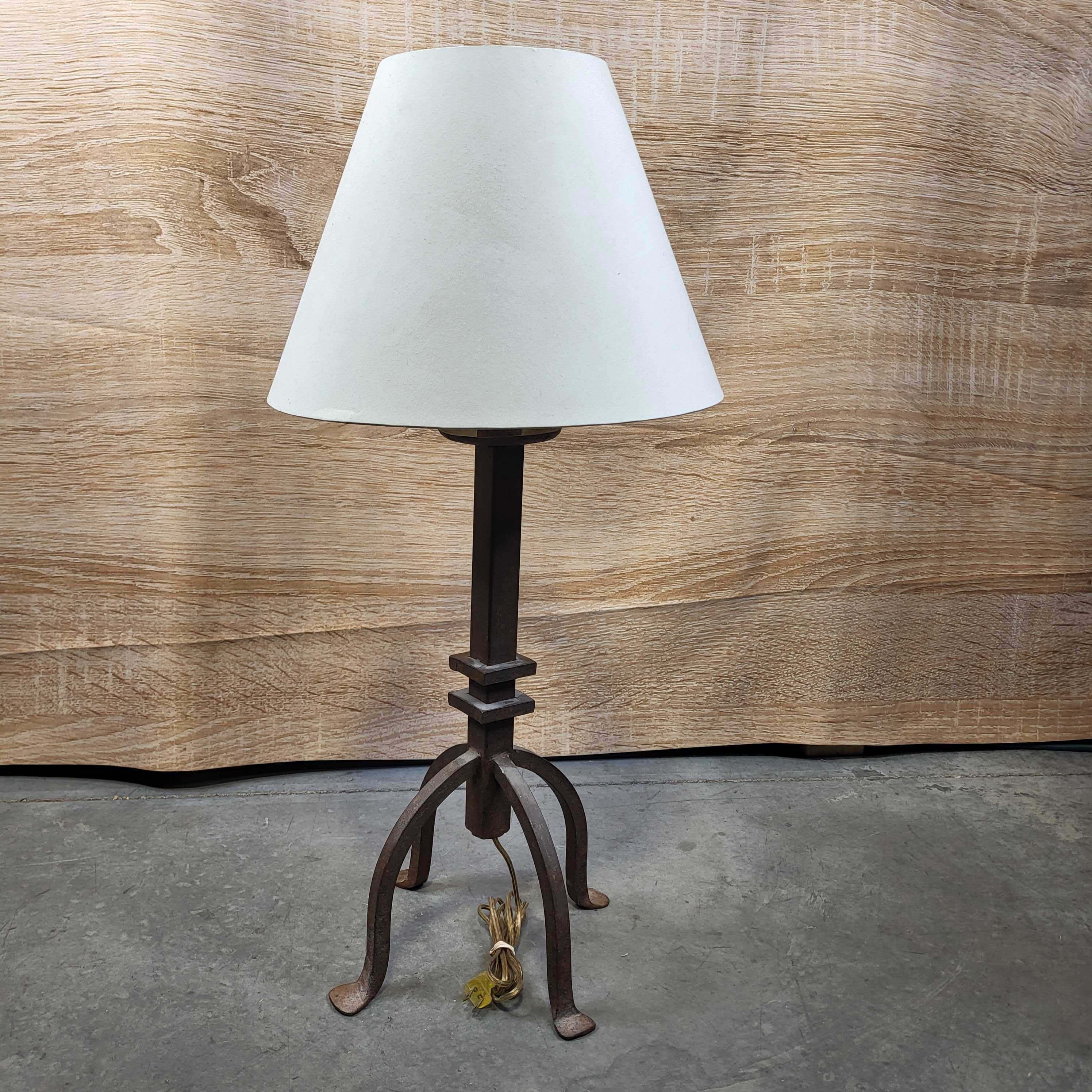 Cast Iron 2 Square Embellishments with Shade Table Lamp