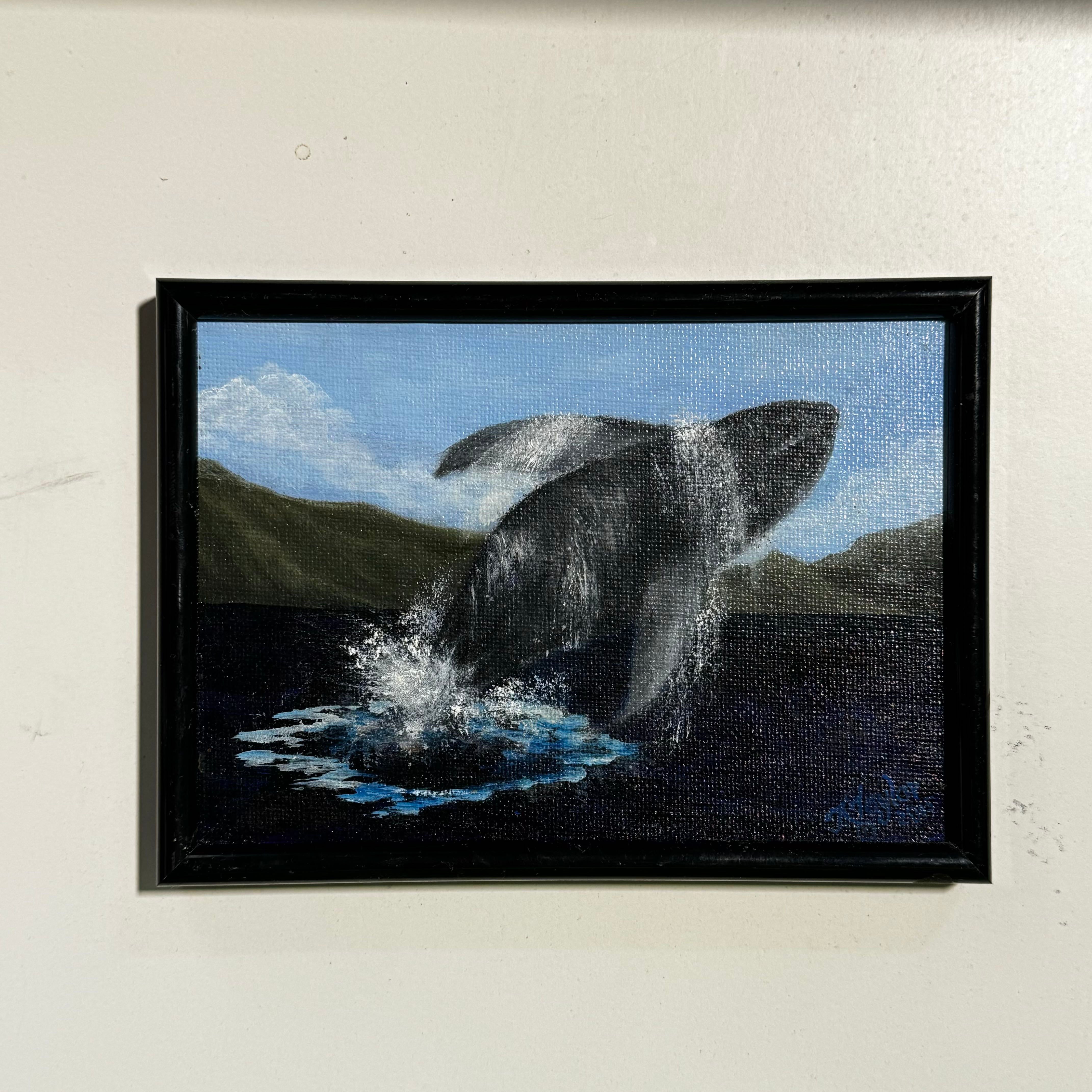 Whale by A. Taylor Acrylic on Canvas Signed Original Framed Wall Art