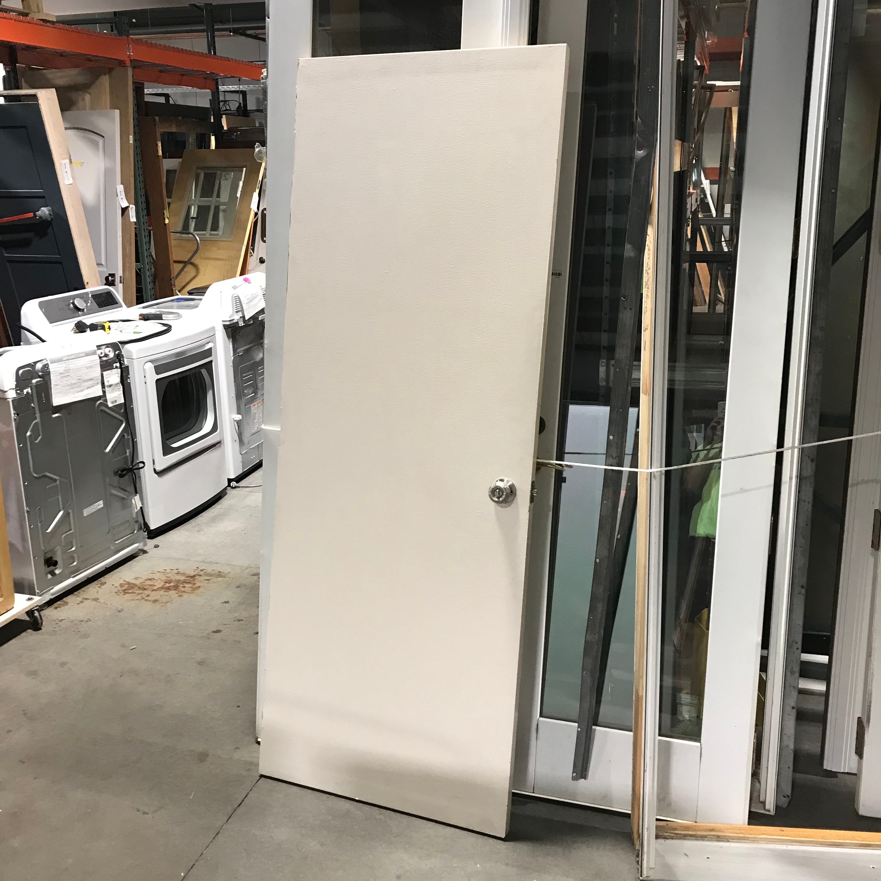 29.75"x 80"x 1.75" Painted White Solid Oak Slab Interior Door w/ Jamb