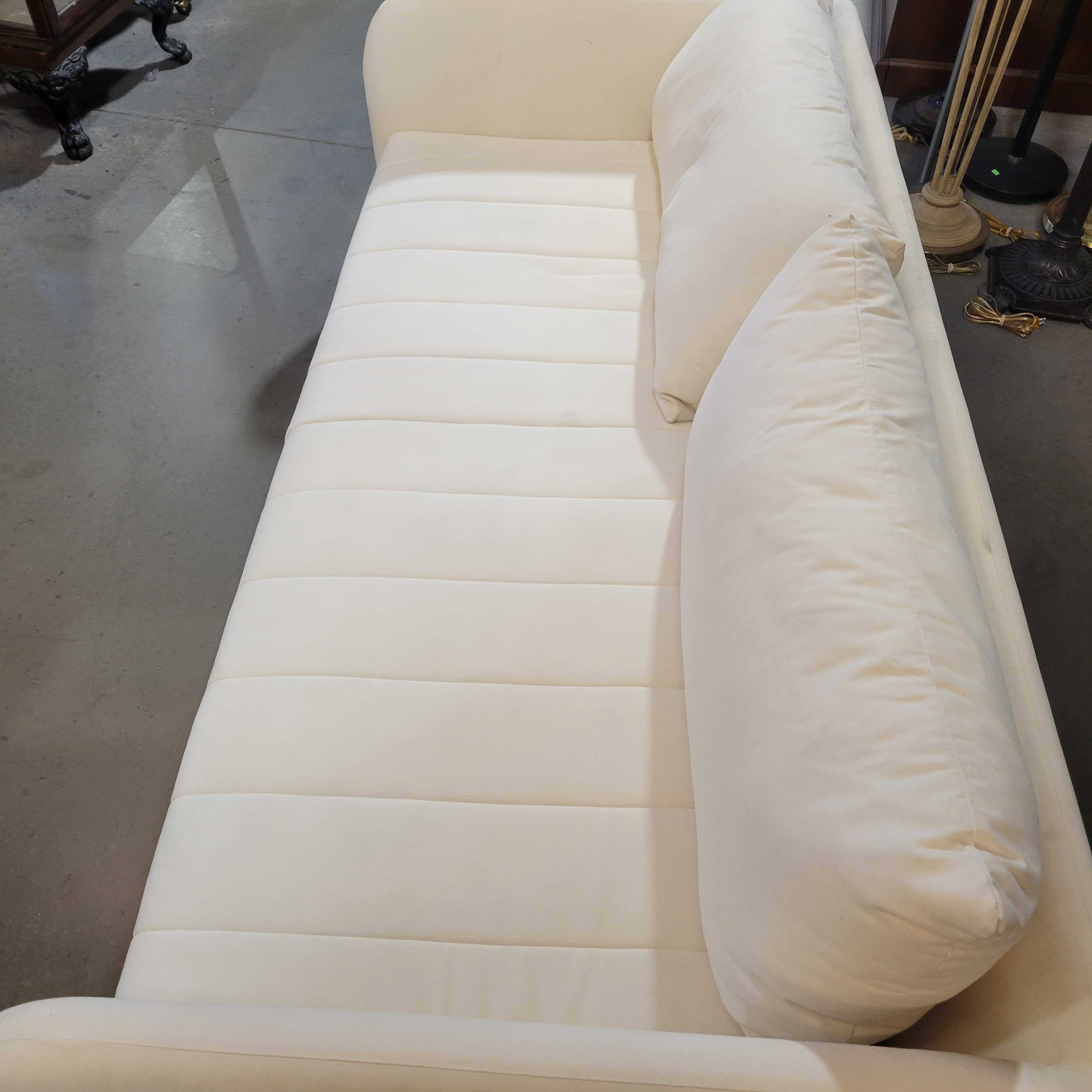 CB2 Ivory Cotton Ribbed Seat Cushion Sofa