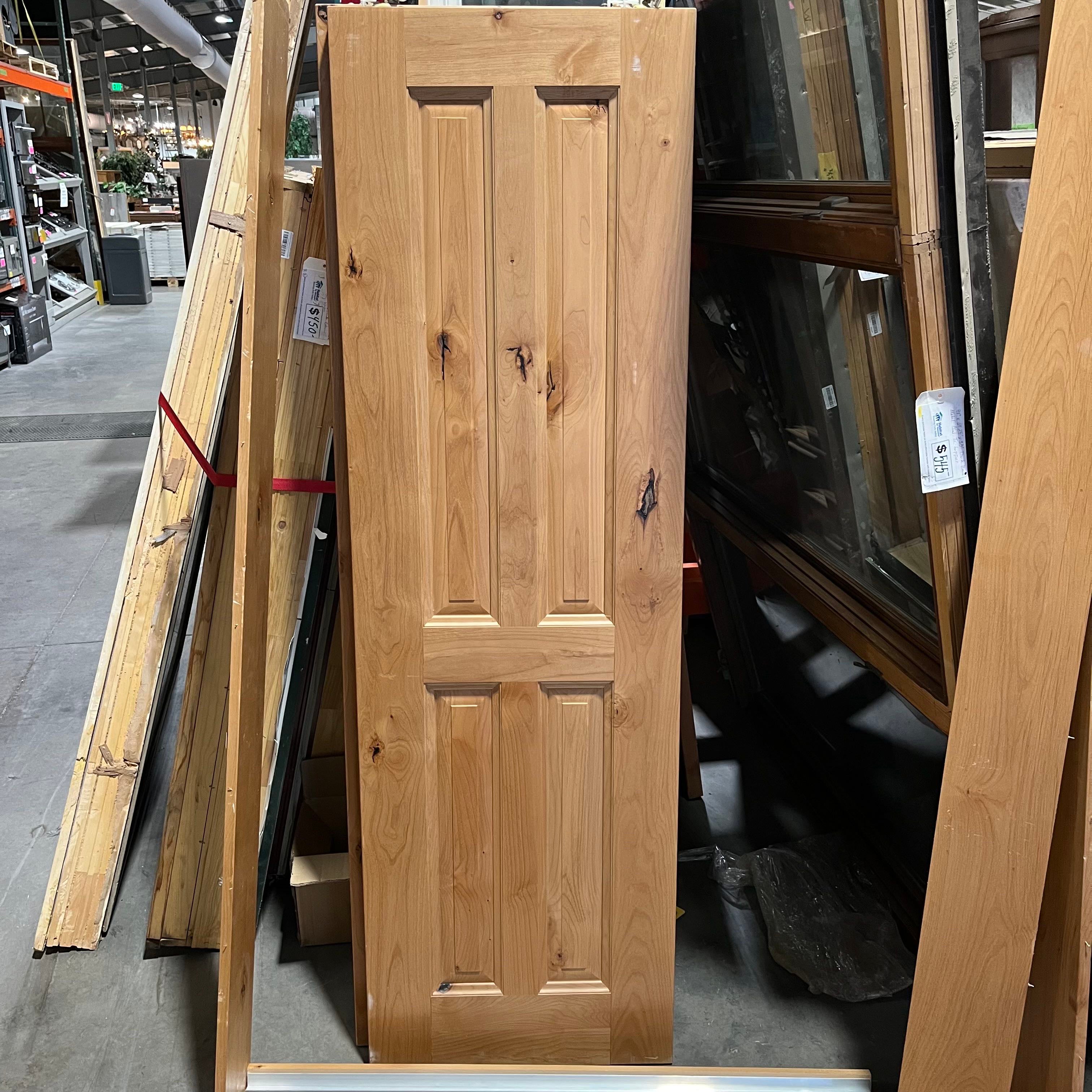 48"x 78"x 1.75" 4 Panel Each Natural Knotty Alder with Track and Jamb Interior Sliding Closet Door