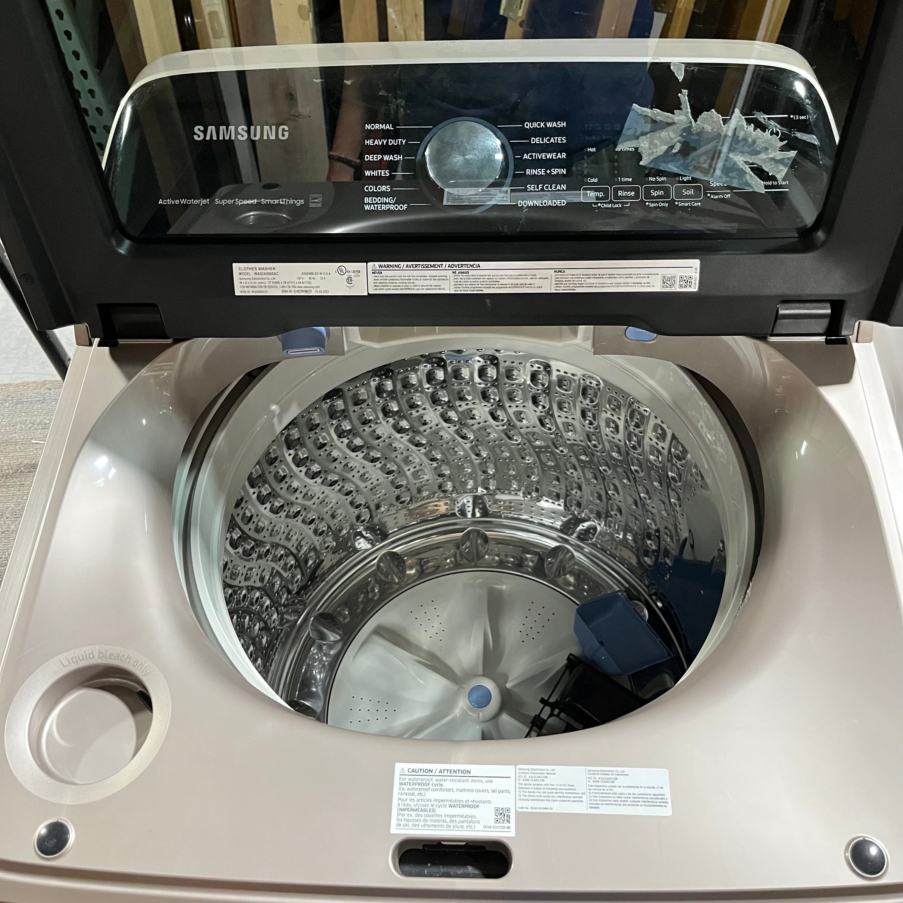 F4023 Samsung Smart High Efficiency Top Load Champagne Washer