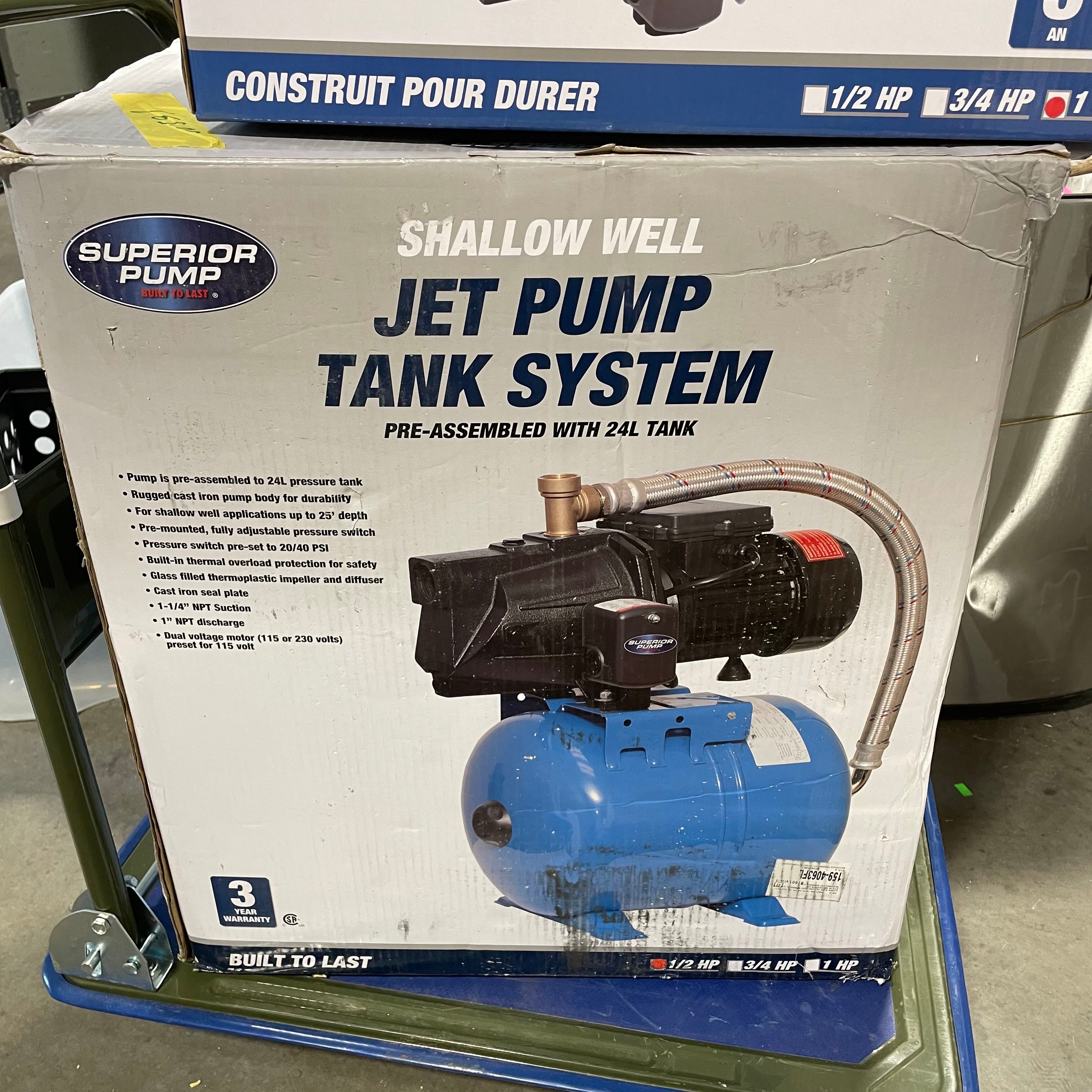1/2 HP Pre-Assembled with 24L Tank Shallow Well Jet Pump Tank System