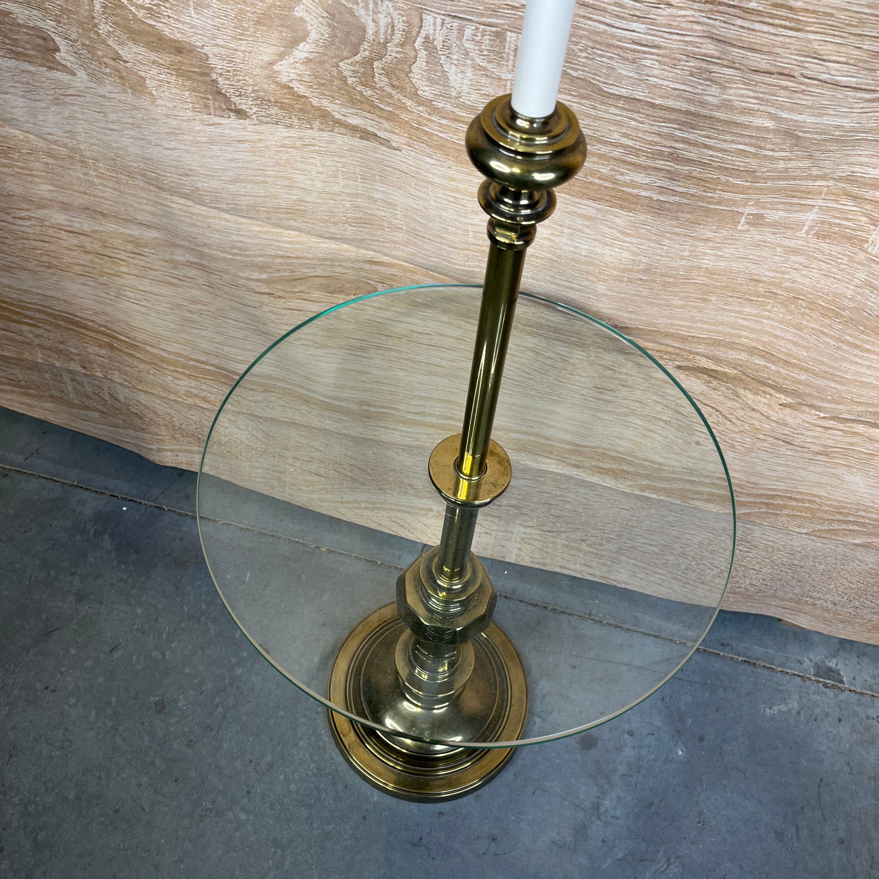 Mid-Century Stiffel Brass Base with Glass Table Top Floor Lamp