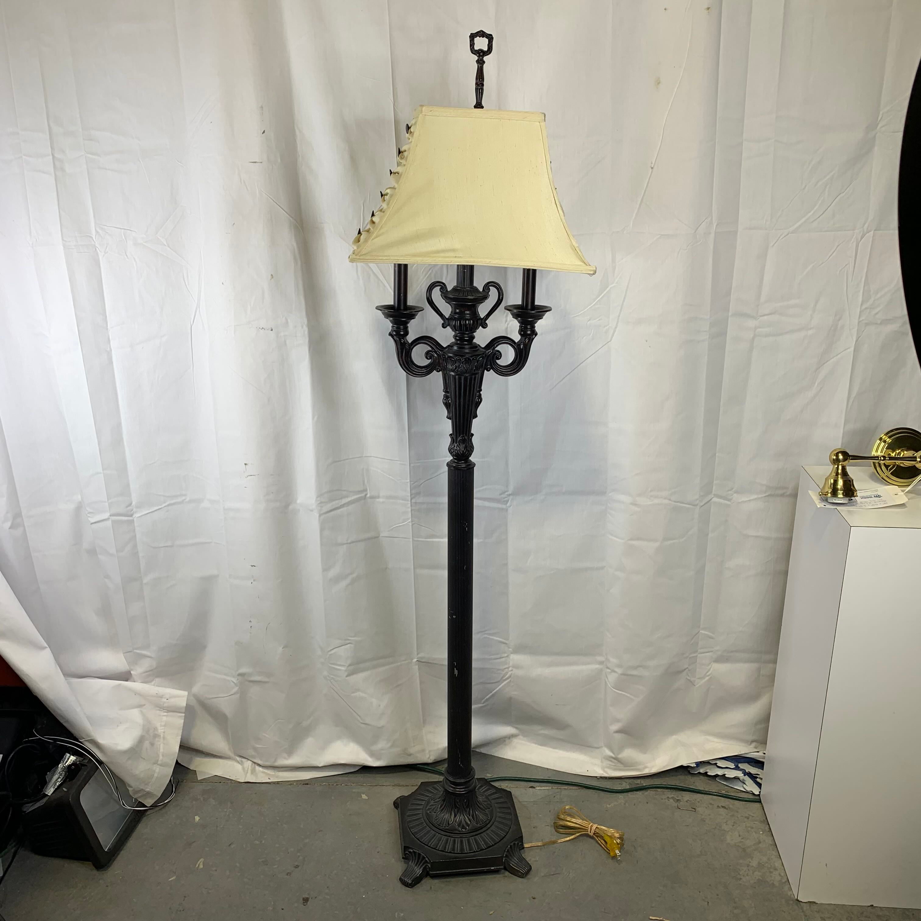 16" Diameter x 63" Black Metal 2 Arm with Corset Shade Floor Lamp