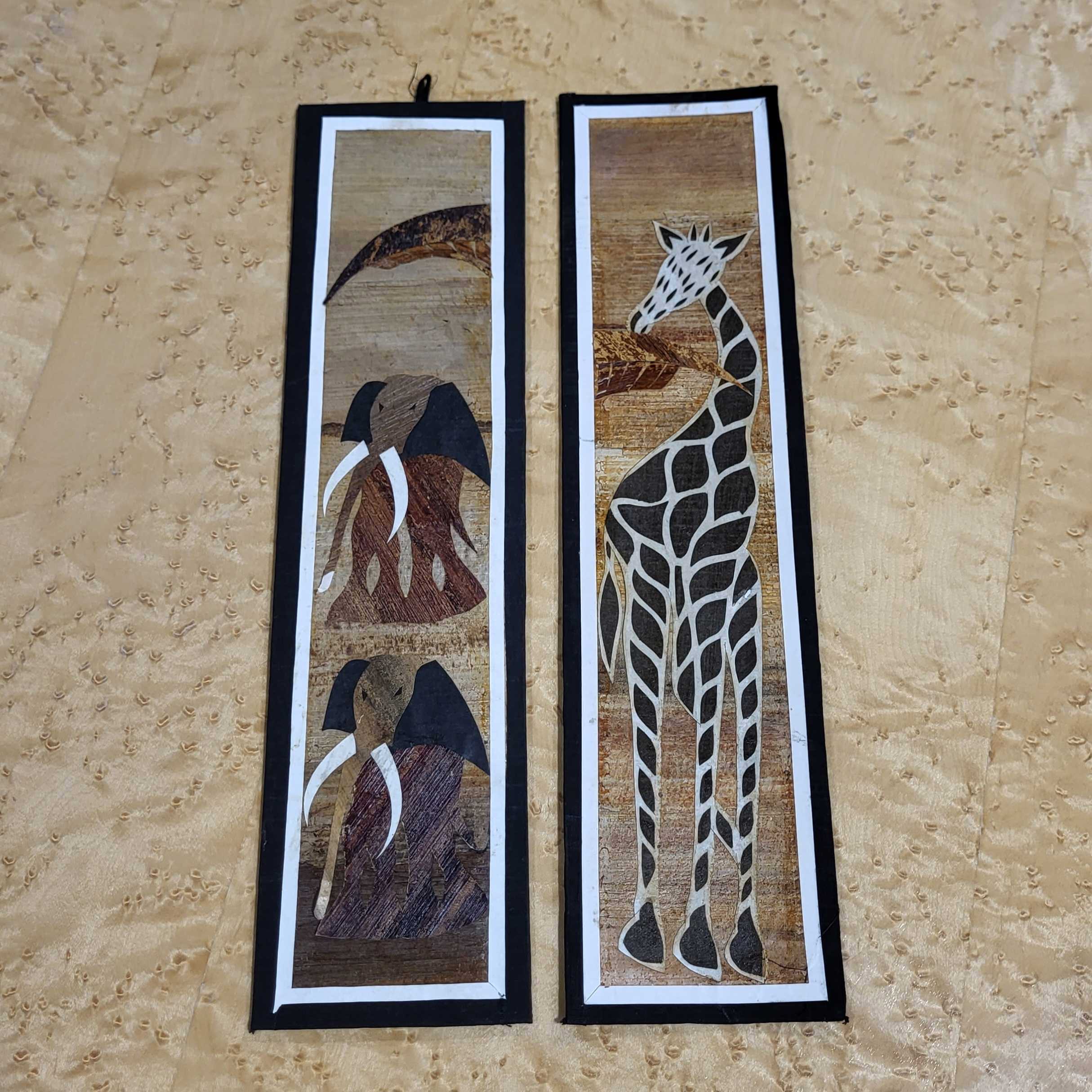 Set of 2 African Banana Leaf with Backing Wall Art Decor