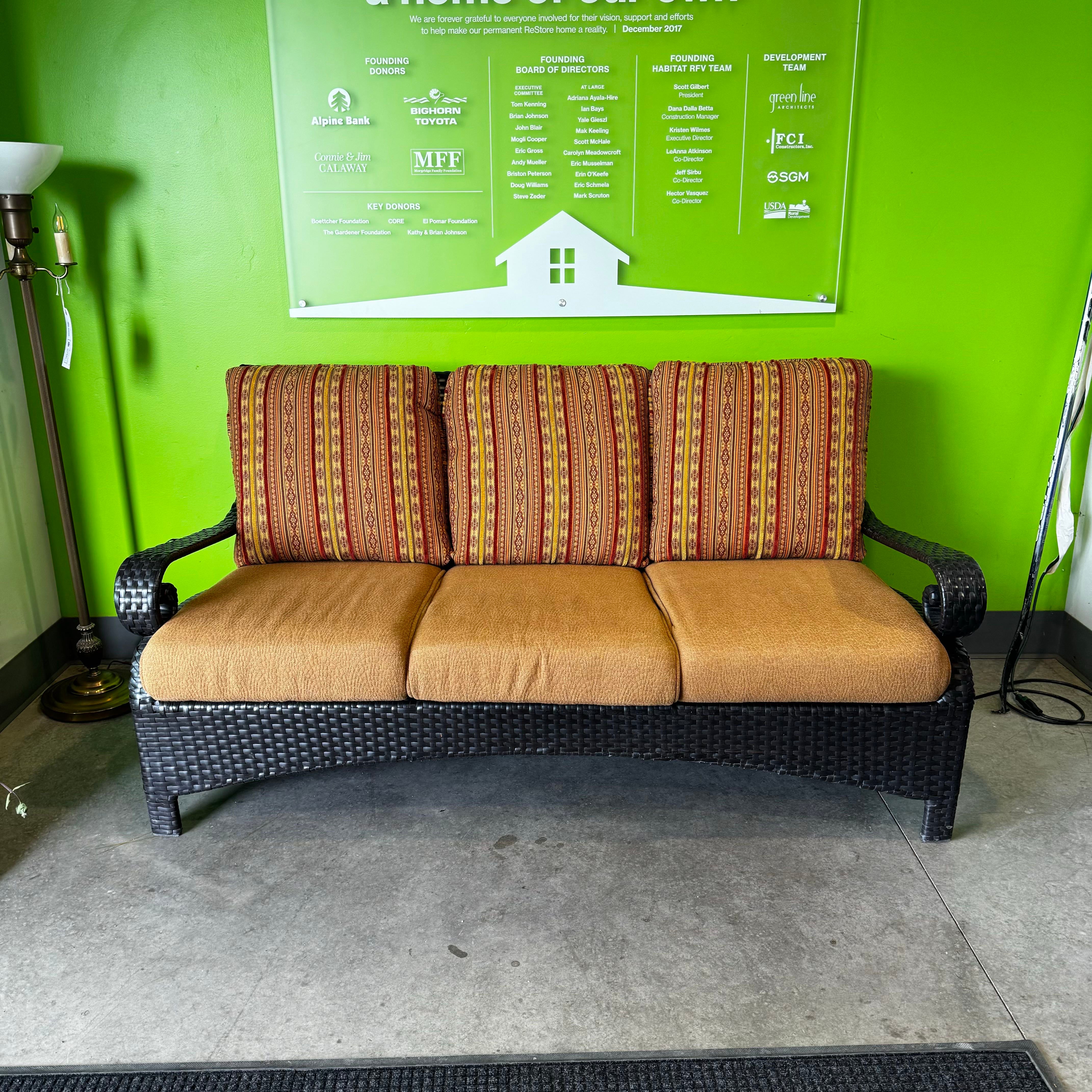 Carlton with Warm Tone Cushions Wicker Patio Sofa and Chair Set