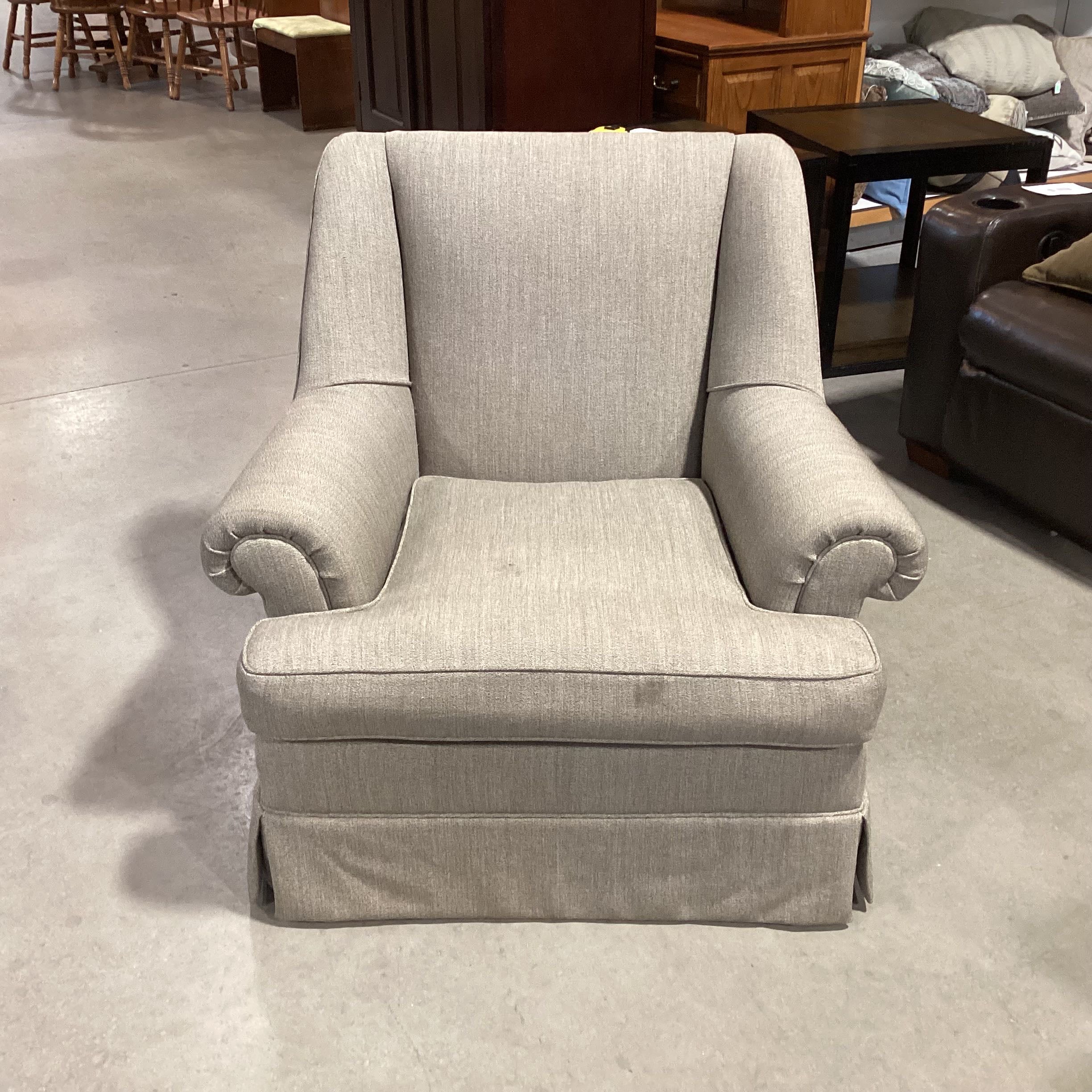 Taupe Brown Roll Arm Down Chair